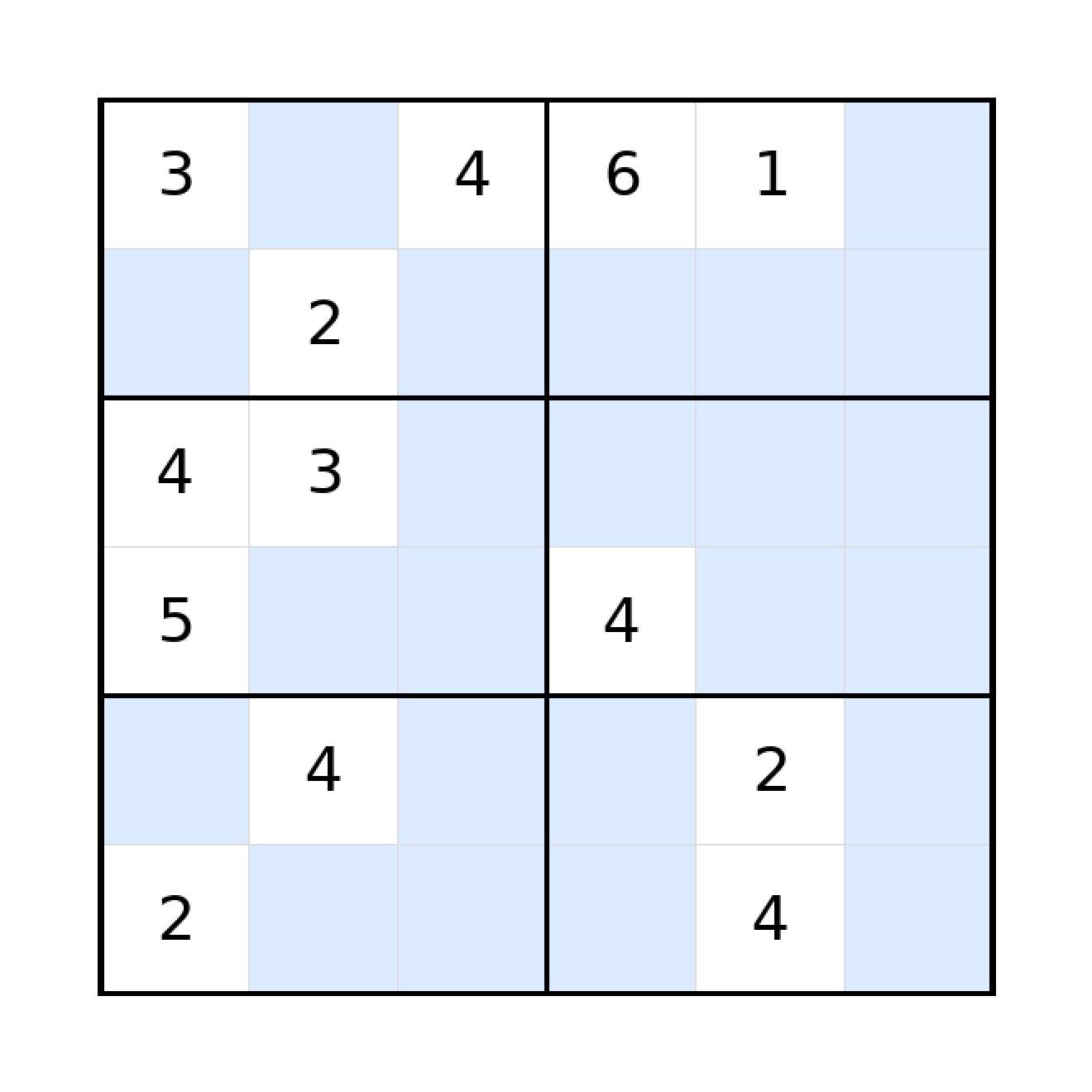 Sudoku-Rätsel Sudoku 6x6 (schwer) für Grundschule aus der Kategorie Sudoku - kostenlos ausdrucken