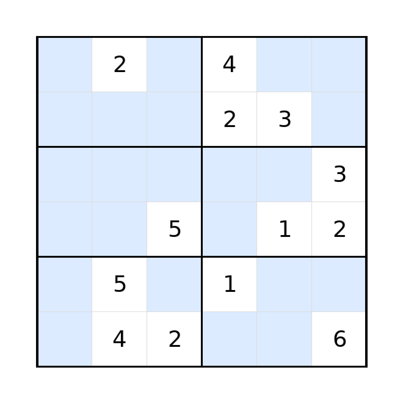 Sudoku-Rätsel Sudoku 6x6 (schwer) für Grundschule aus der Kategorie Sudoku - kostenlos ausdrucken
