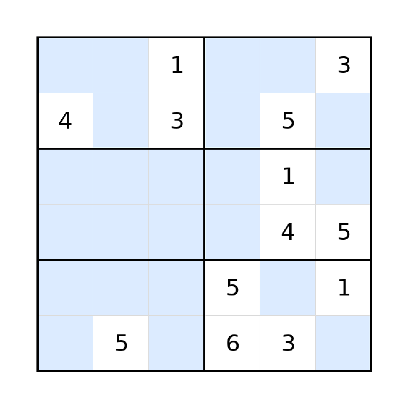 Sudoku-Rätsel Sudoku 6x6 (schwer) für Grundschule aus der Kategorie Sudoku - kostenlos ausdrucken