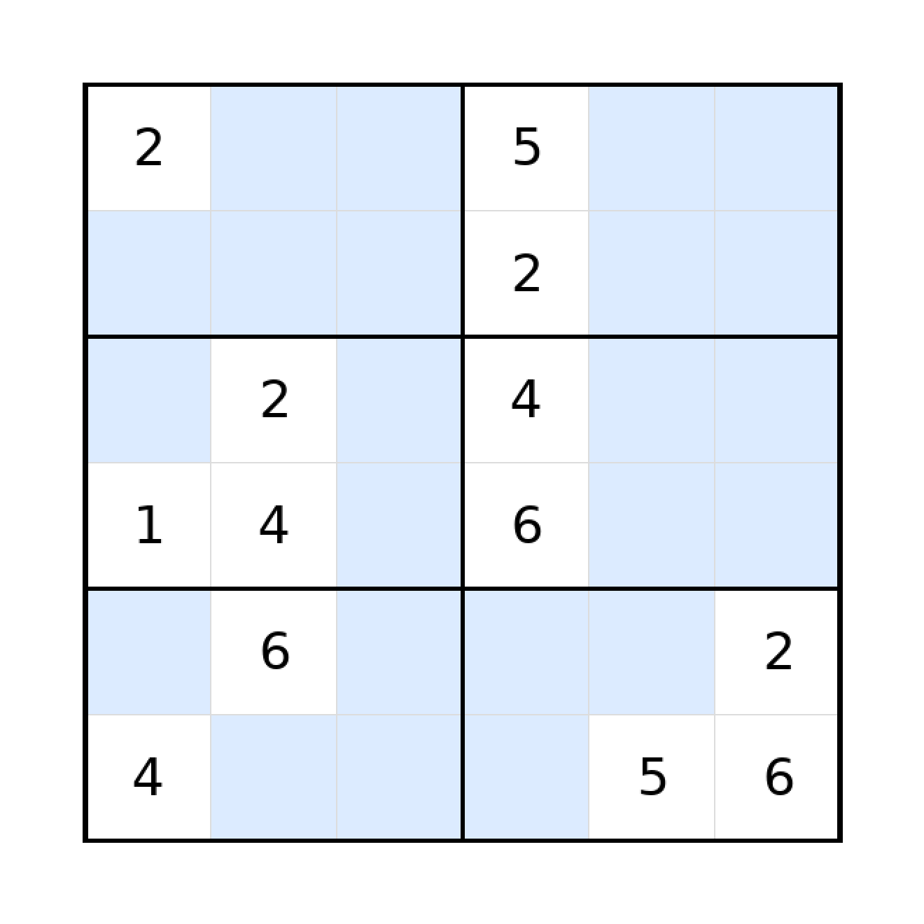 Sudoku-Rätsel Sudoku 6x6 (schwer) für Grundschule aus der Kategorie Sudoku - kostenlos ausdrucken