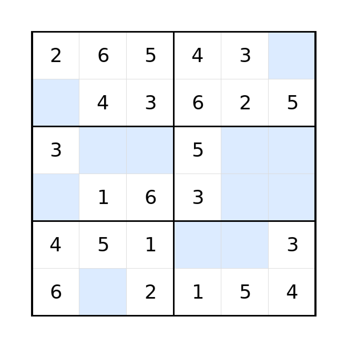 Sudoku-Rätsel Sudoku 6x6 (leicht) für Grundschule aus der Kategorie Sudoku - kostenlos ausdrucken