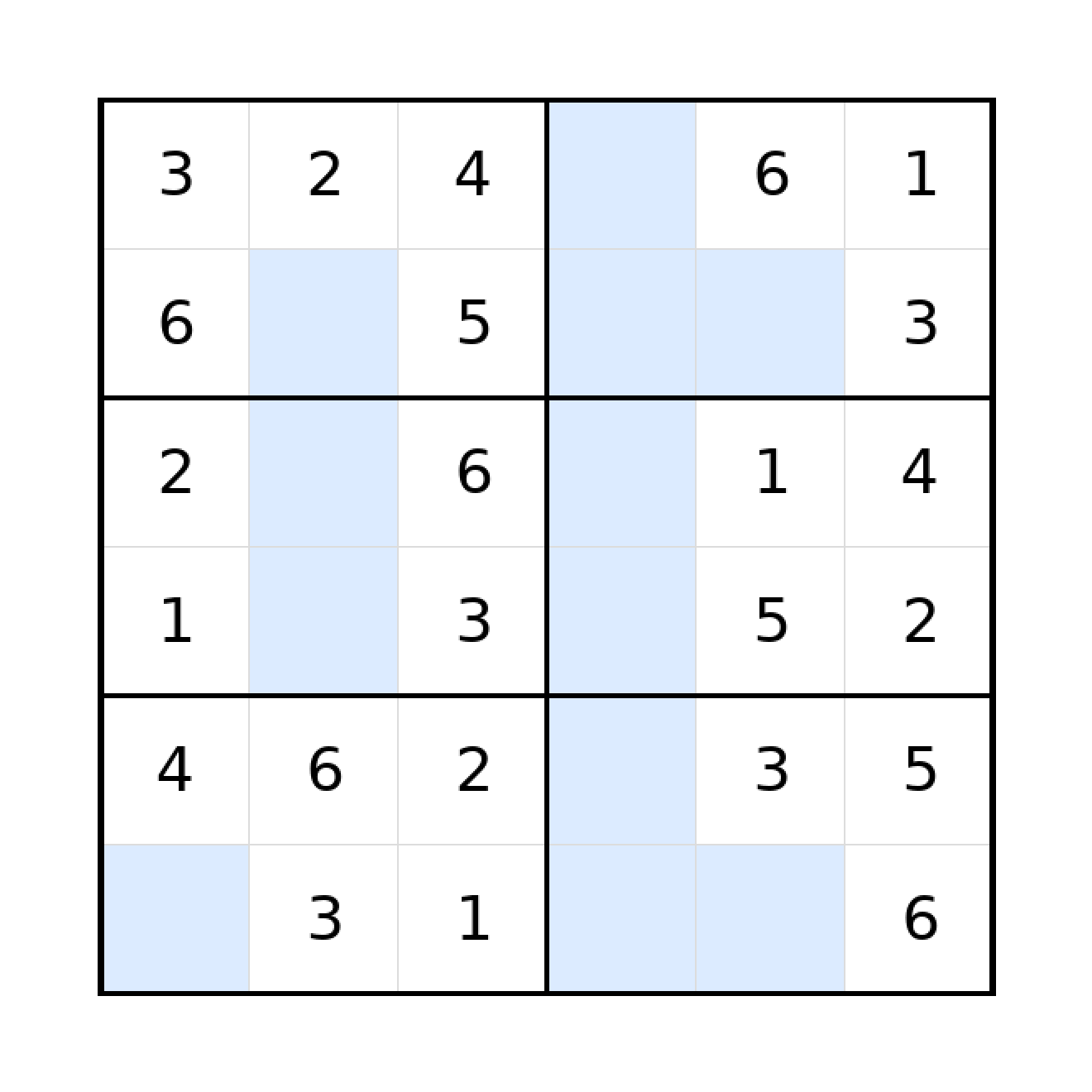 Sudoku-Rätsel Sudoku 6x6 (leicht) für Grundschule aus der Kategorie Sudoku - kostenlos ausdrucken
