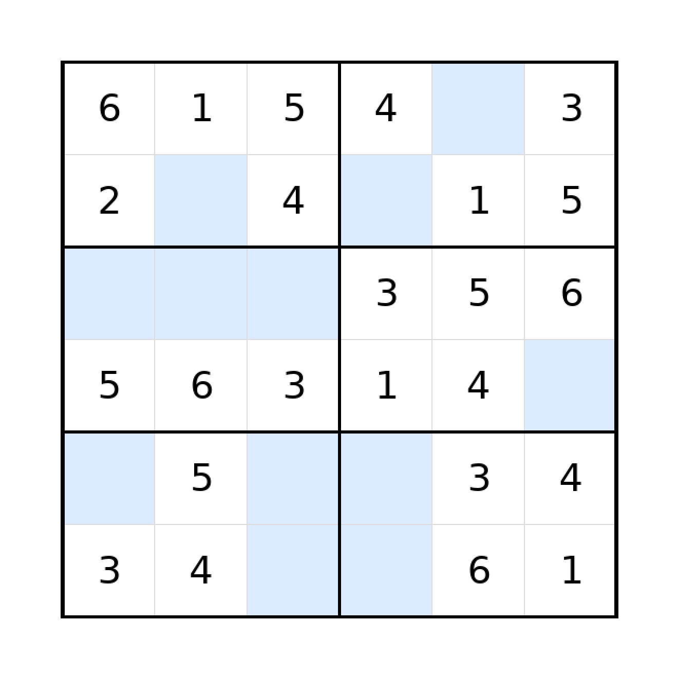 Sudoku-Rätsel Sudoku 6x6 (leicht) für Grundschule aus der Kategorie Sudoku - kostenlos ausdrucken