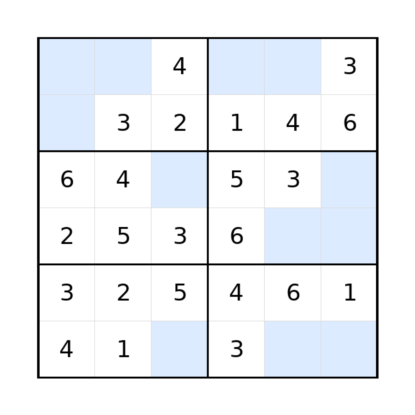 Sudoku-Rätsel Sudoku 6x6 (leicht) für Grundschule aus der Kategorie Sudoku - kostenlos ausdrucken