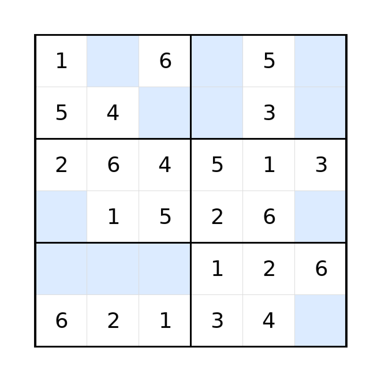 Sudoku-Rätsel Sudoku 6x6 (leicht) für Grundschule aus der Kategorie Sudoku - kostenlos ausdrucken