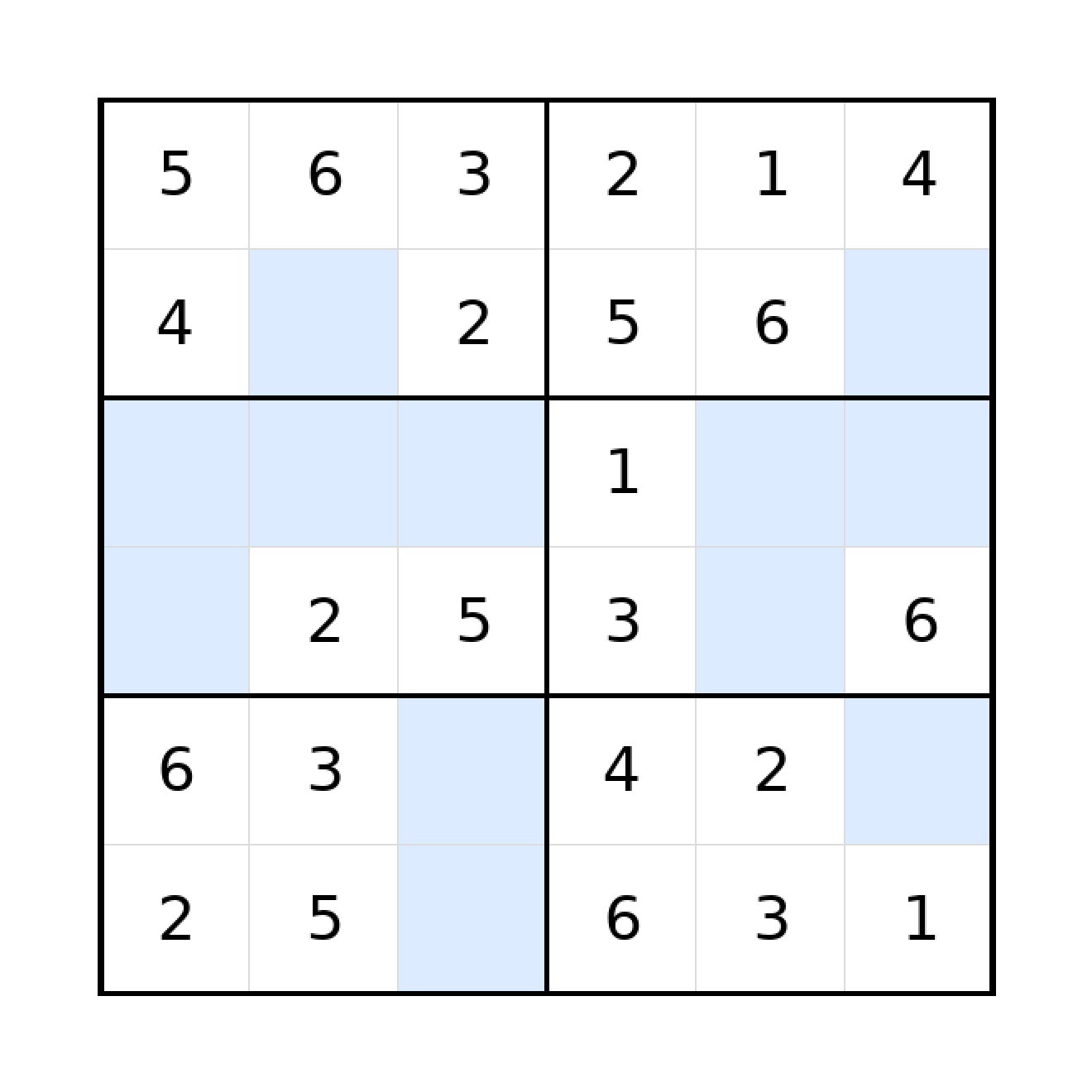 Sudoku-Rätsel Sudoku 6x6 (leicht) für Grundschule aus der Kategorie Sudoku - kostenlos ausdrucken