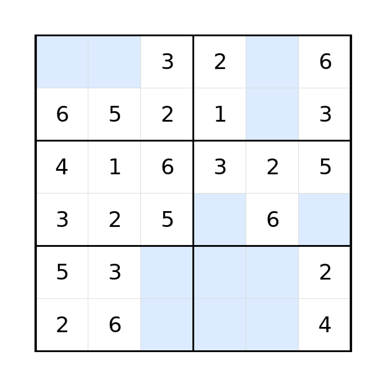 Sudoku-Rätsel Sudoku 6x6 (leicht) für Grundschule aus der Kategorie Sudoku - kostenlos ausdrucken