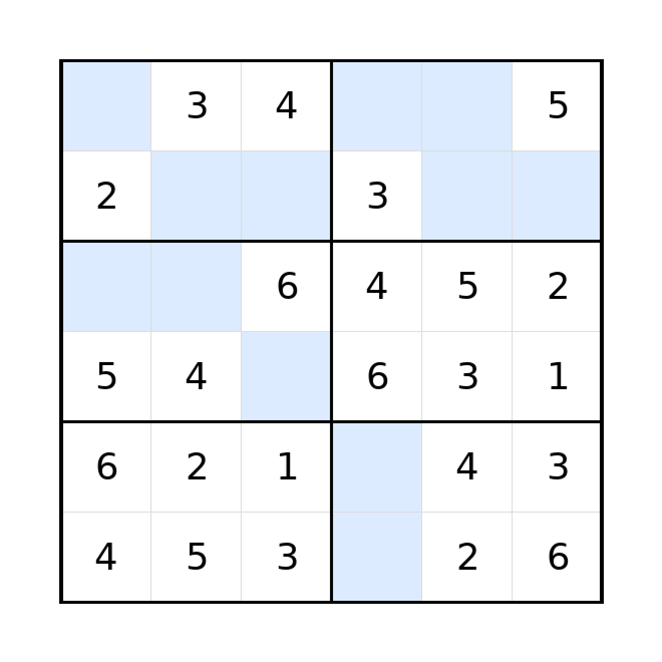 Sudoku-Rätsel Sudoku 6x6 (leicht) für Grundschule aus der Kategorie Sudoku - kostenlos ausdrucken
