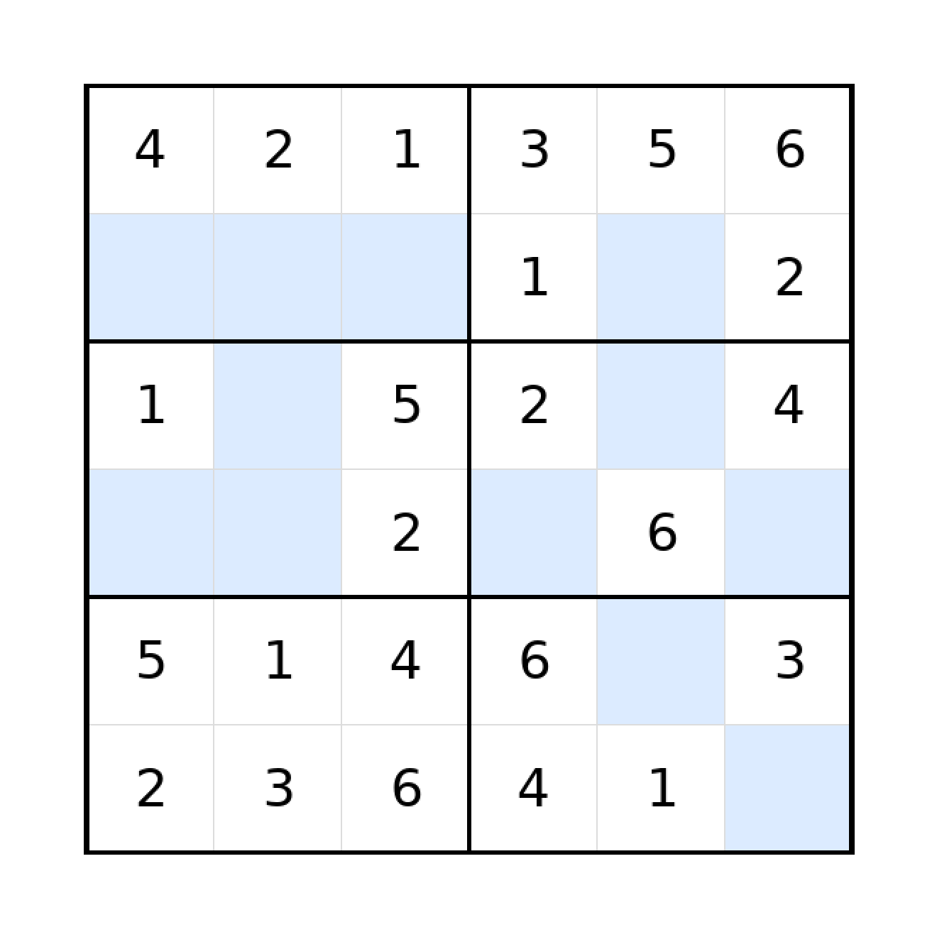 Sudoku-Rätsel Sudoku 6x6 (leicht) für Grundschule aus der Kategorie Sudoku - kostenlos ausdrucken