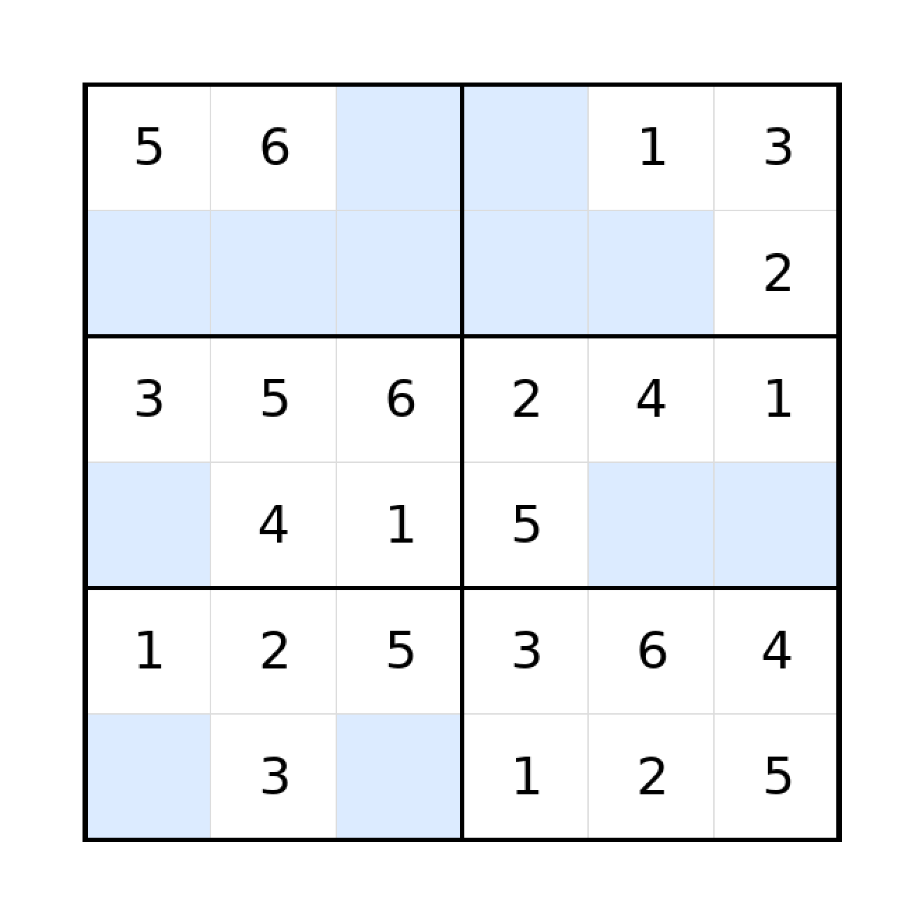 Sudoku-Rätsel Sudoku 6x6 (leicht) für Grundschule aus der Kategorie Sudoku - kostenlos ausdrucken