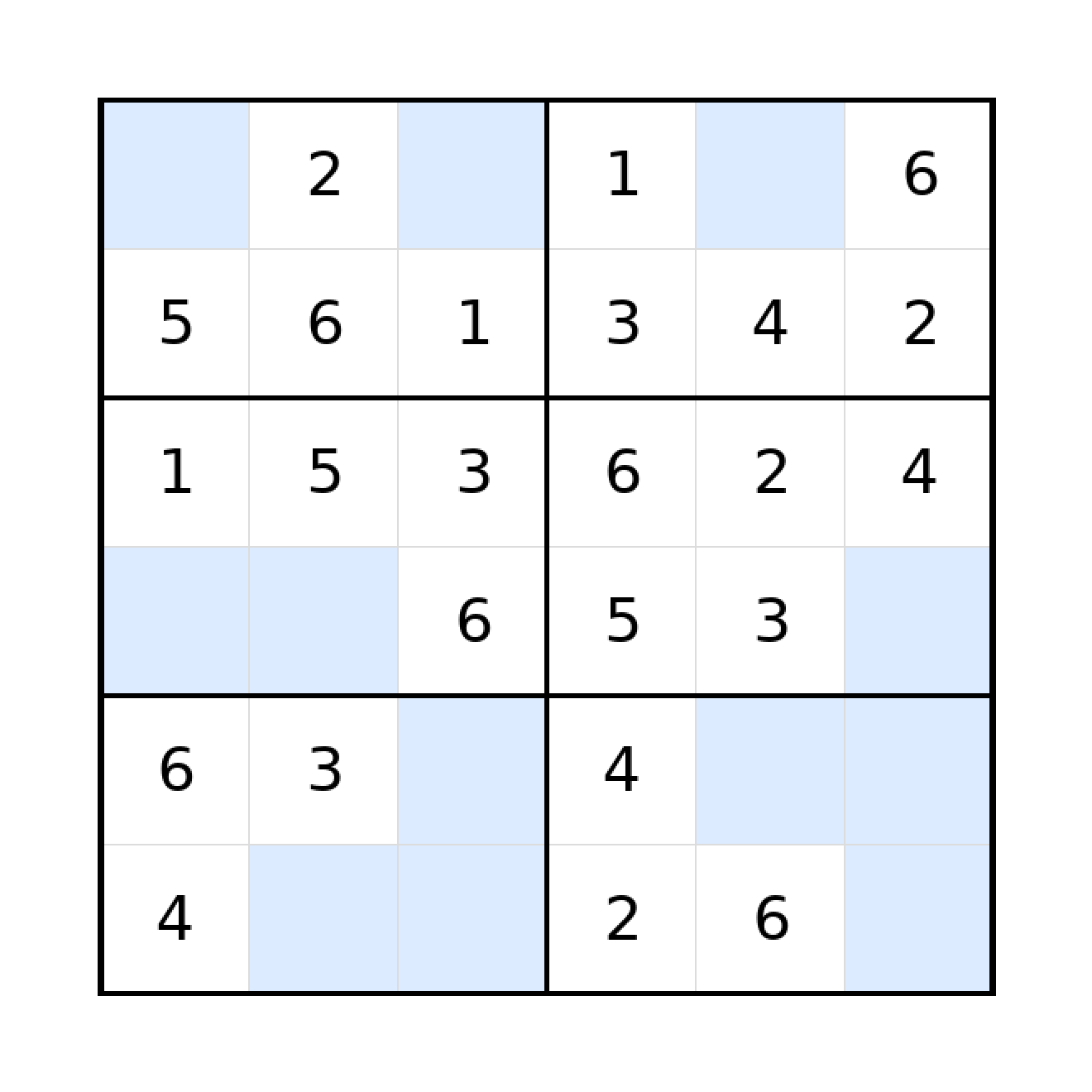 Sudoku-Rätsel Sudoku 6x6 (leicht) für Grundschule aus der Kategorie Sudoku - kostenlos ausdrucken