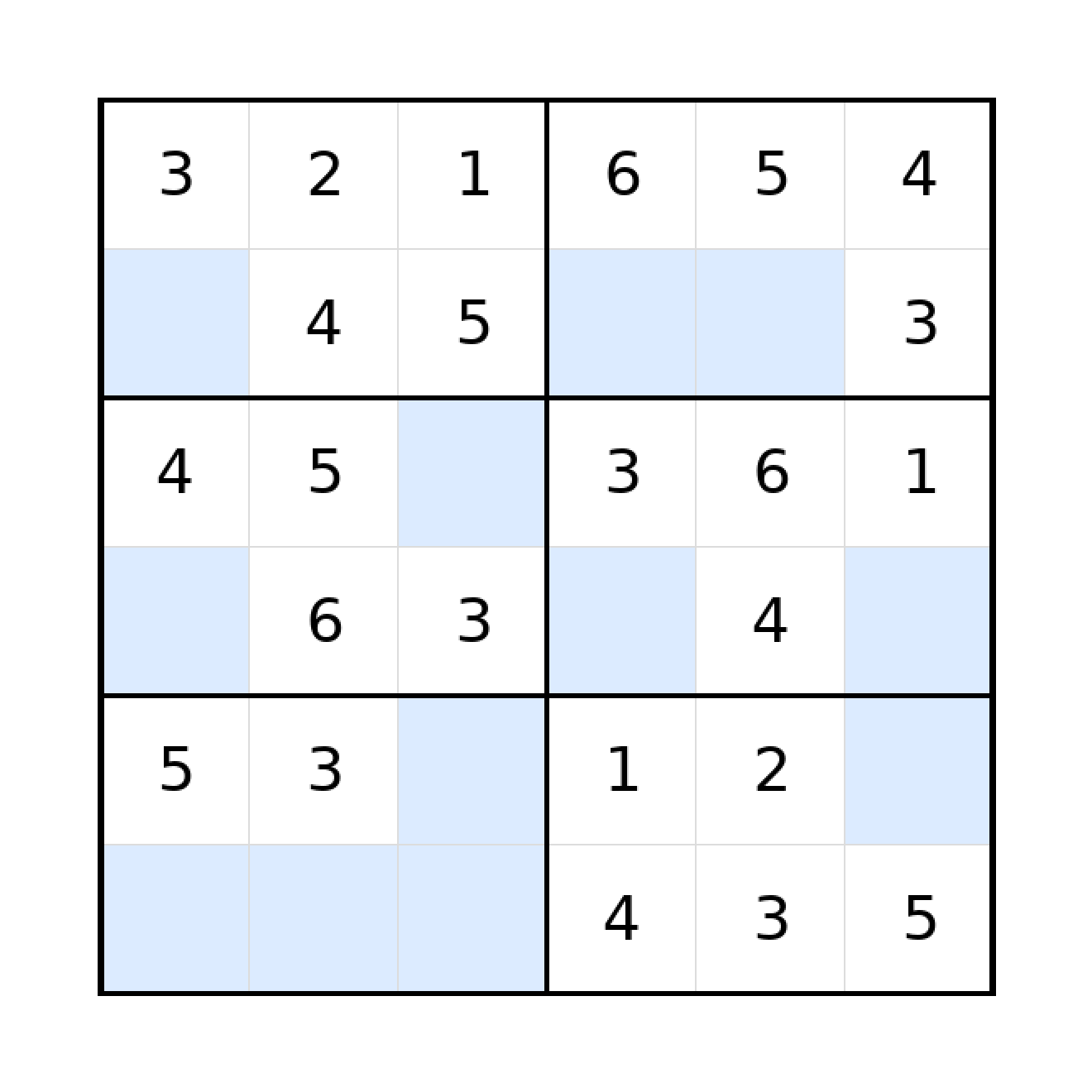 Sudoku-Rätsel Sudoku 6x6 (leicht) für Grundschule aus der Kategorie Sudoku - kostenlos ausdrucken