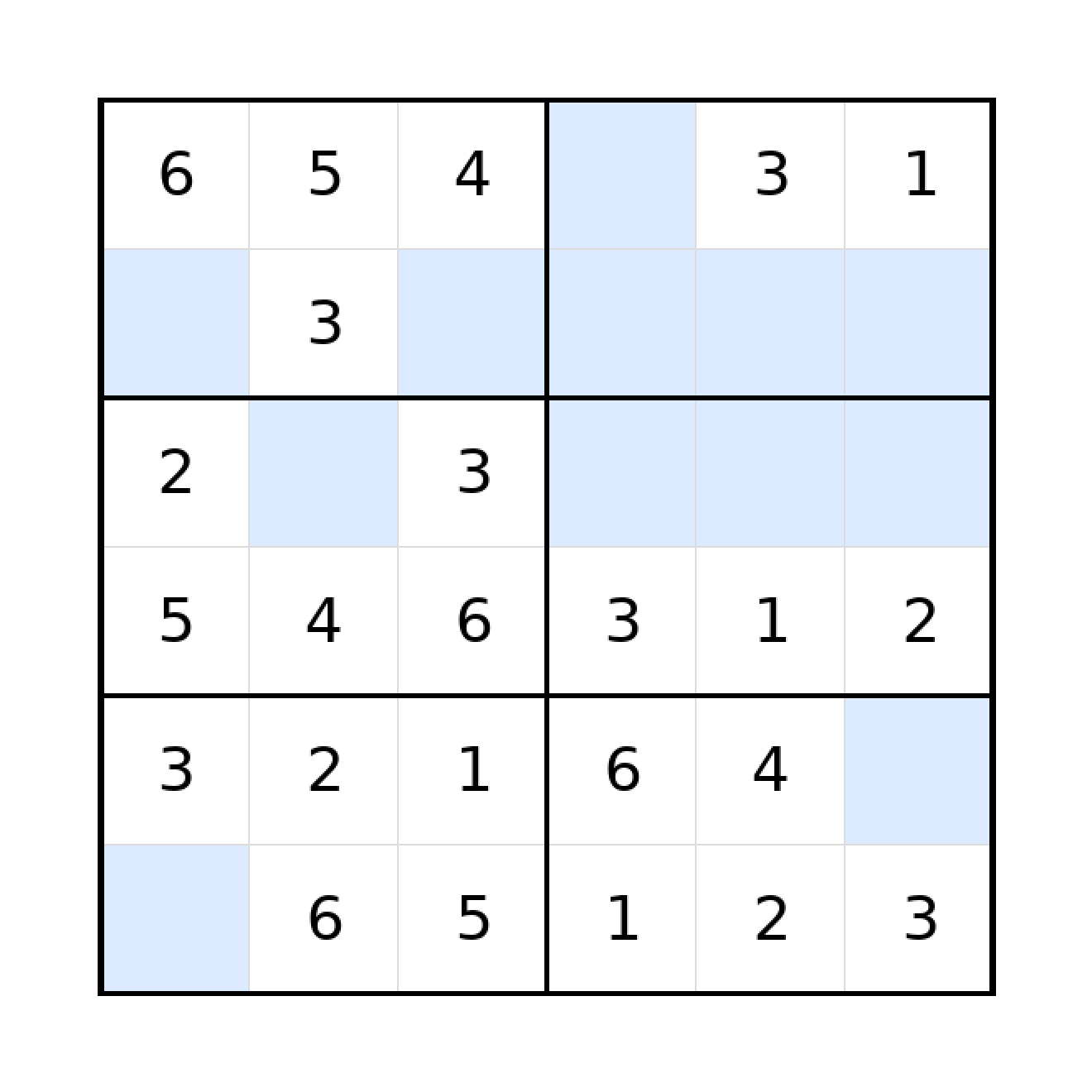 Sudoku-Rätsel Sudoku 6x6 (leicht) für Grundschule aus der Kategorie Sudoku - kostenlos ausdrucken