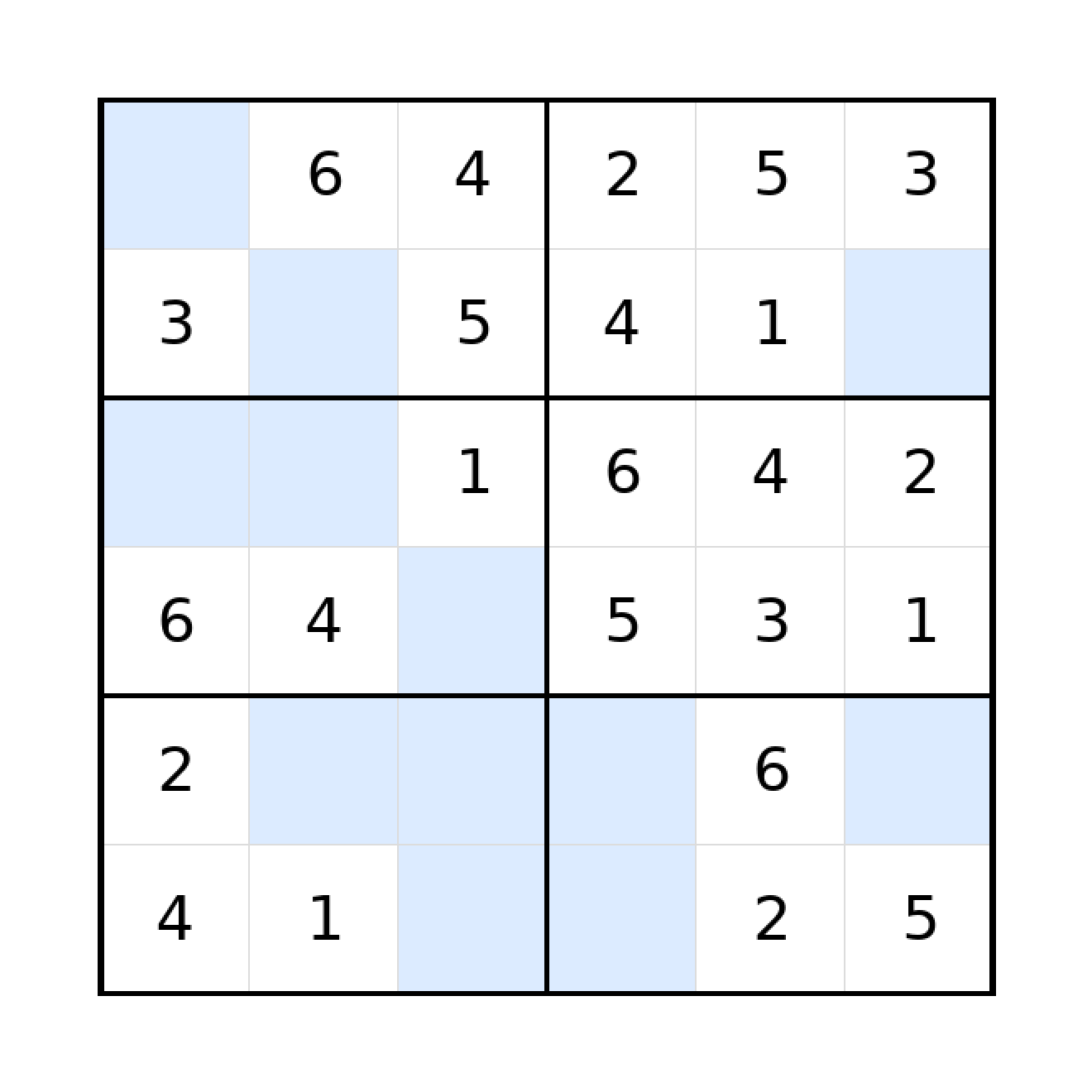 Sudoku-Rätsel Sudoku 6x6 (leicht) für Grundschule aus der Kategorie Sudoku - kostenlos ausdrucken