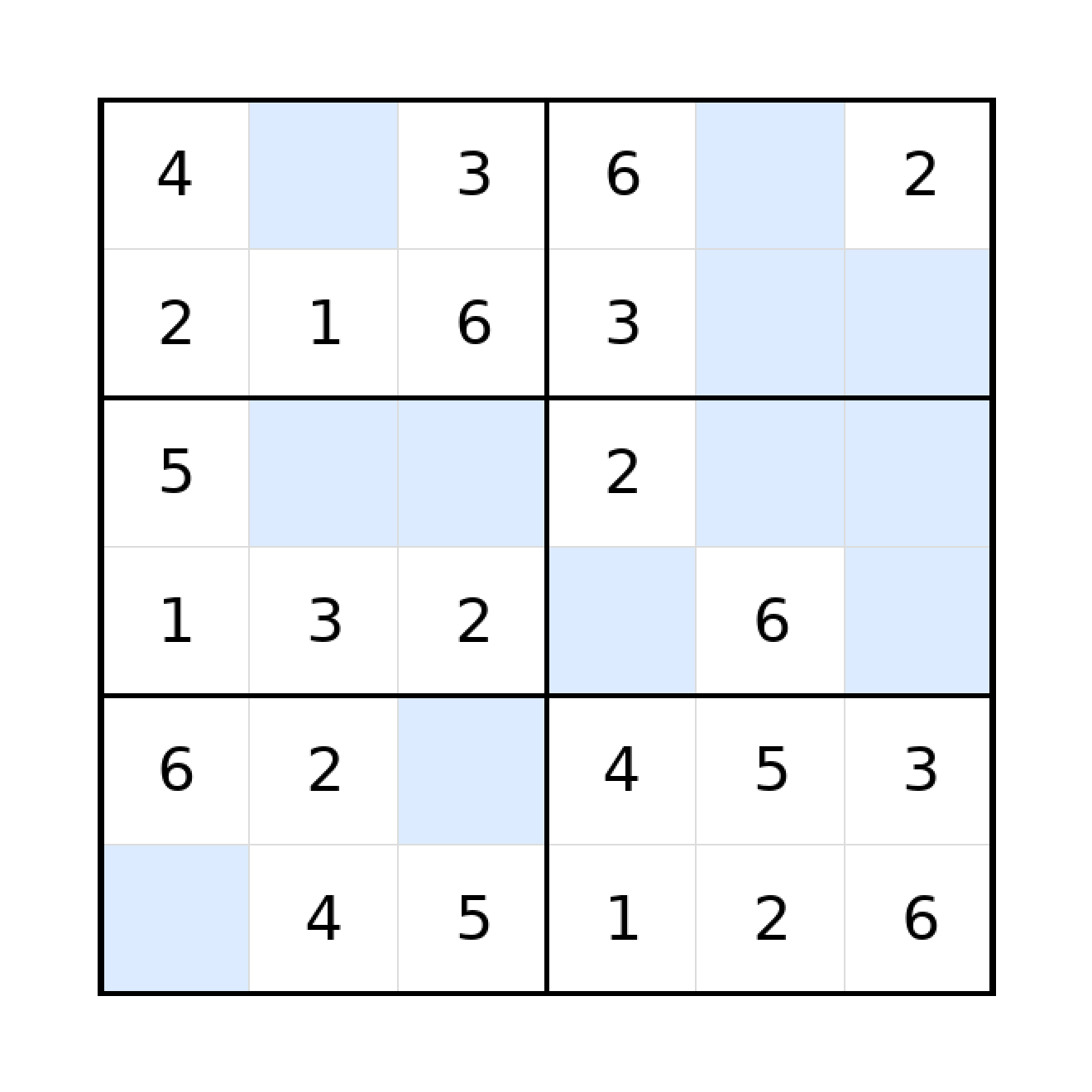 Sudoku-Rätsel Sudoku 6x6 (leicht) für Grundschule aus der Kategorie Sudoku - kostenlos ausdrucken