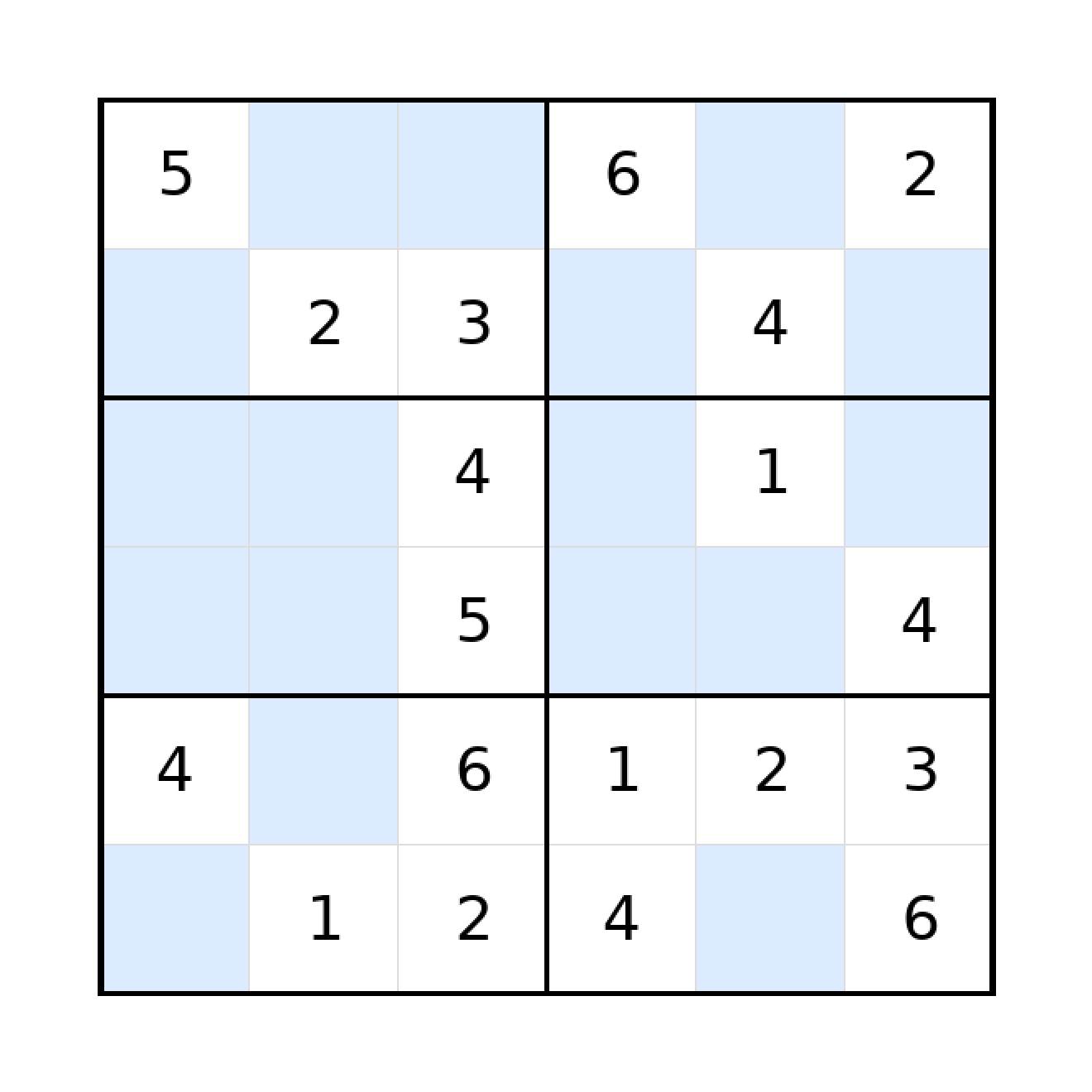 Sudoku-Rätsel Sudoku 6x6 (mittel) für Grundschule aus der Kategorie Sudoku - kostenlos ausdrucken