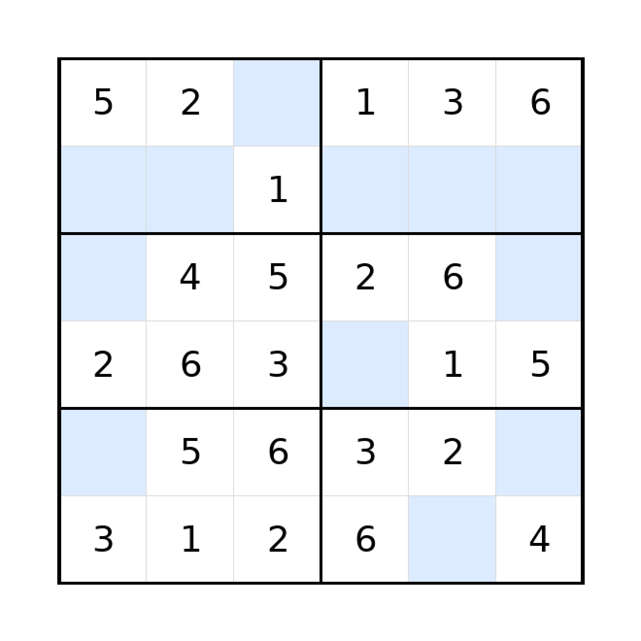 Sudoku-Rätsel Sudoku 6x6 (leicht) für Grundschule aus der Kategorie Sudoku - kostenlos ausdrucken