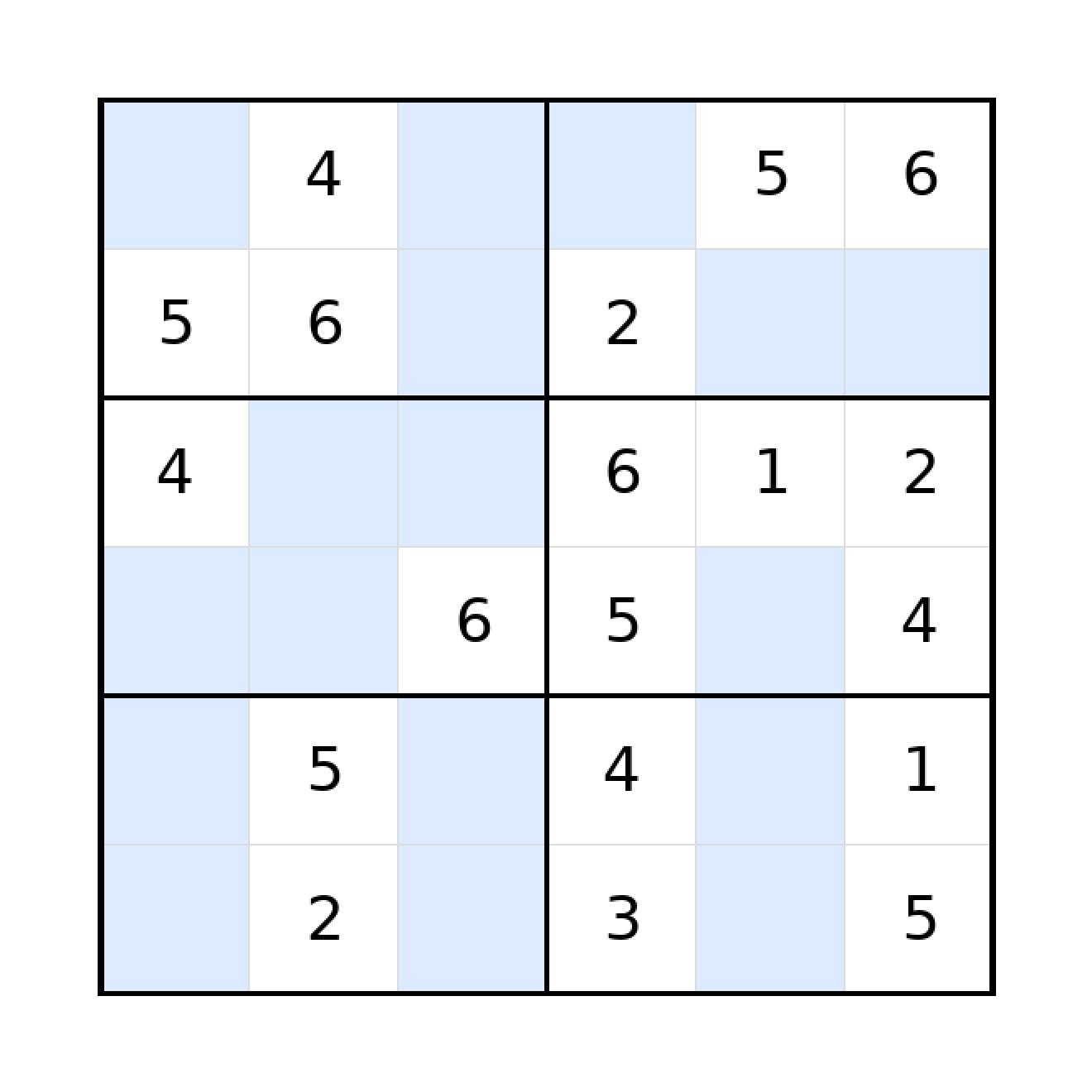Sudoku-Rätsel Sudoku 6x6 (mittel) für Grundschule aus der Kategorie Sudoku - kostenlos ausdrucken