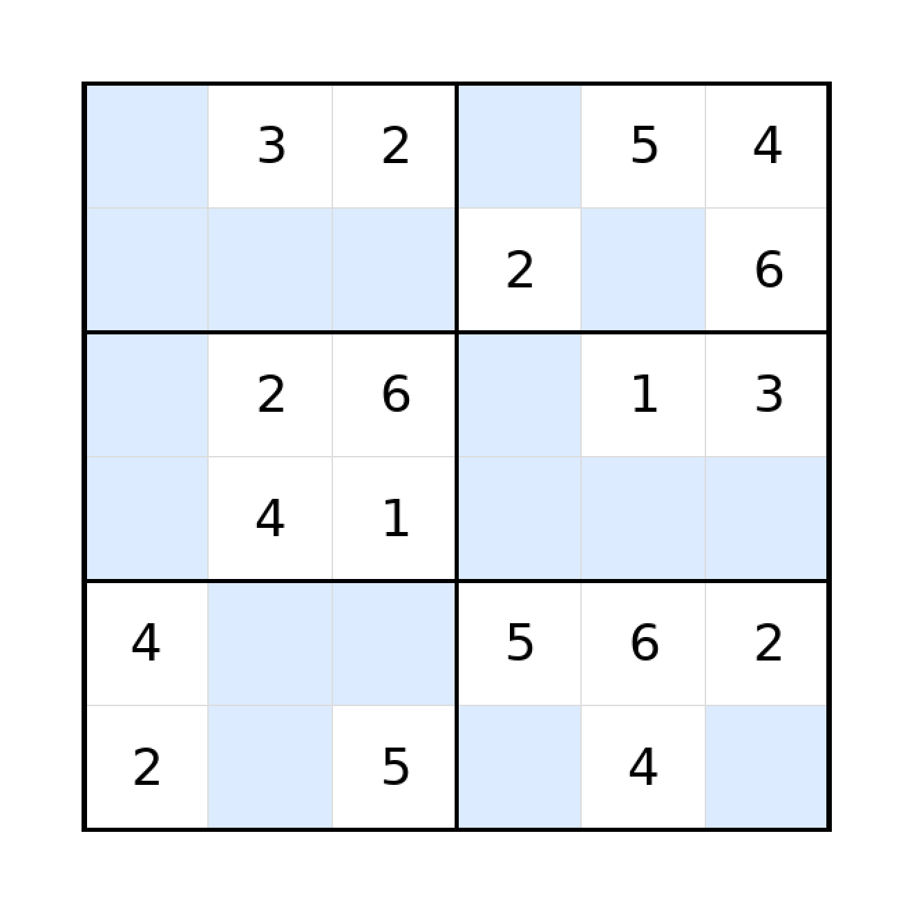 Sudoku-Rätsel Sudoku 6x6 (mittel) für Grundschule aus der Kategorie Sudoku - kostenlos ausdrucken