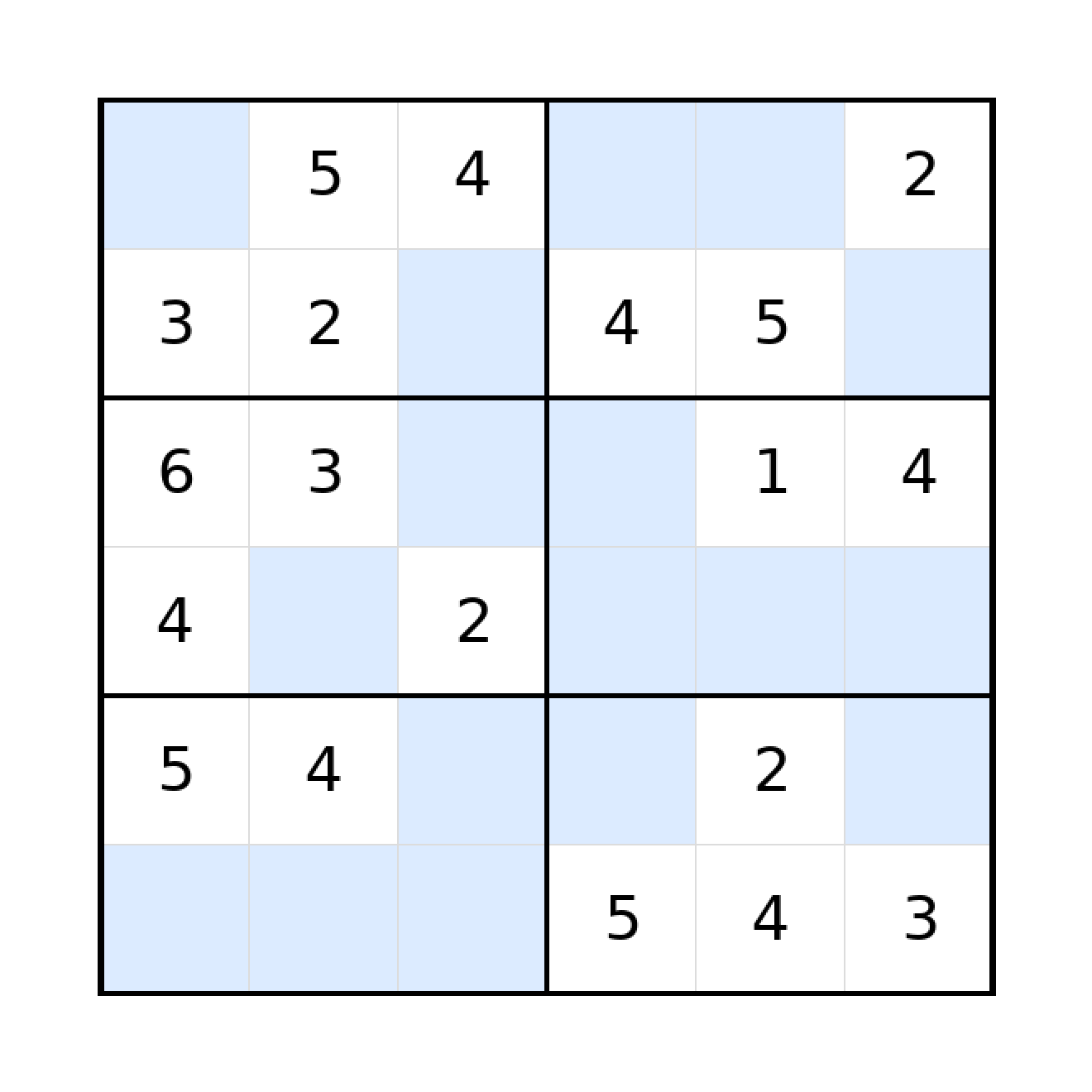Sudoku-Rätsel Sudoku 6x6 (mittel) für Grundschule aus der Kategorie Sudoku - kostenlos ausdrucken