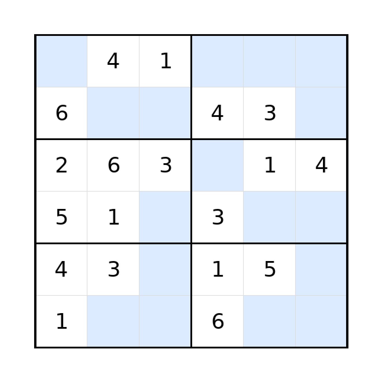 Sudoku-Rätsel Sudoku 6x6 (mittel) für Grundschule aus der Kategorie Sudoku - kostenlos ausdrucken