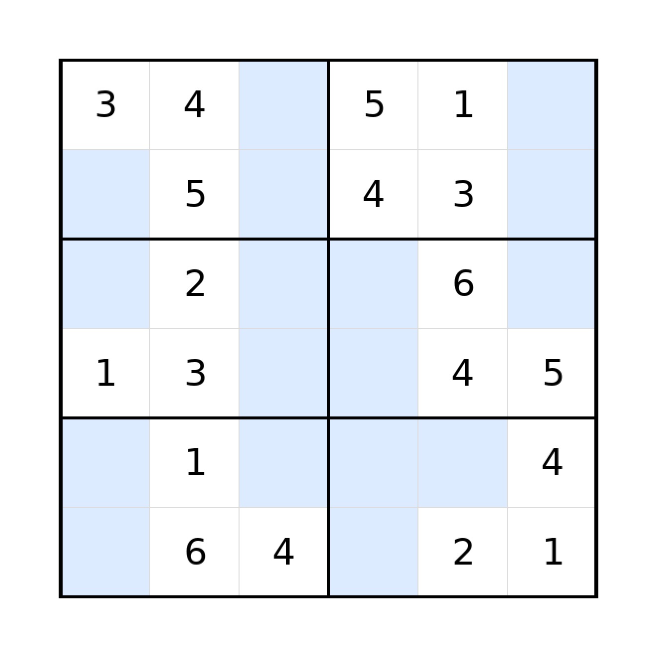 Sudoku-Rätsel Sudoku 6x6 (mittel) für Grundschule aus der Kategorie Sudoku - kostenlos ausdrucken