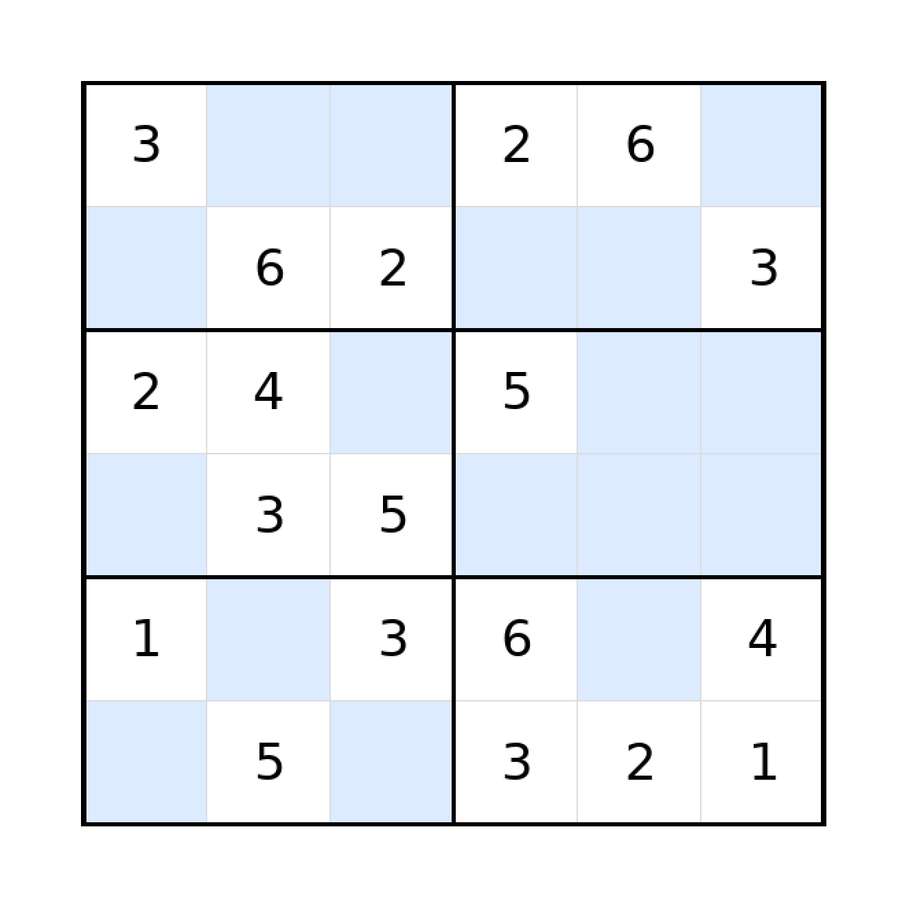 Sudoku-Rätsel Sudoku 6x6 (mittel) für Grundschule aus der Kategorie Sudoku - kostenlos ausdrucken