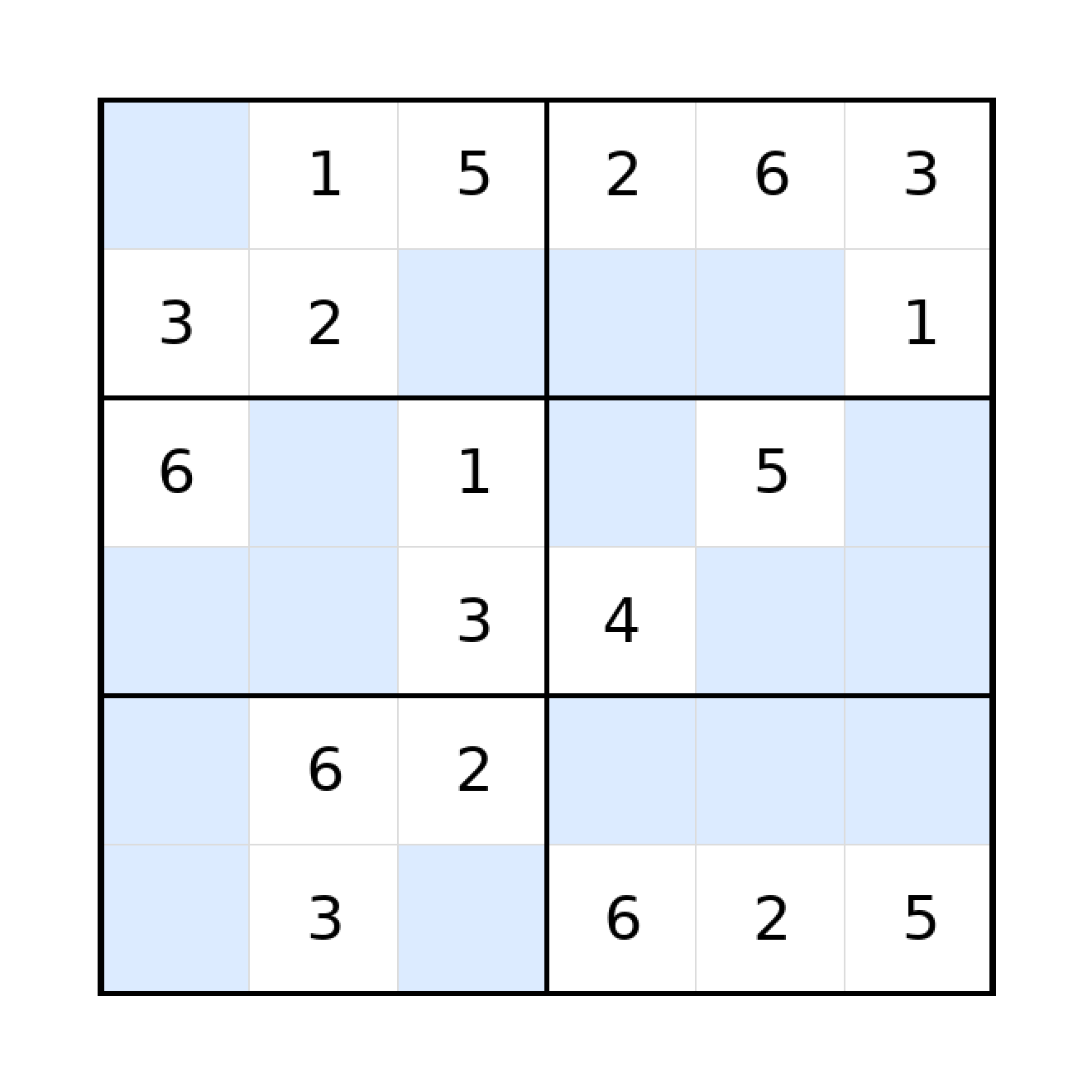 Sudoku-Rätsel Sudoku 6x6 (mittel) für Grundschule aus der Kategorie Sudoku - kostenlos ausdrucken