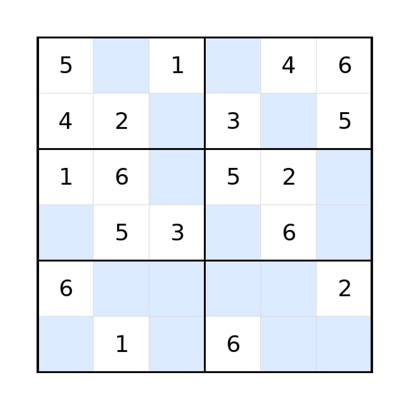Sudoku-Rätsel Sudoku 6x6 (mittel) für Grundschule aus der Kategorie Sudoku - kostenlos ausdrucken