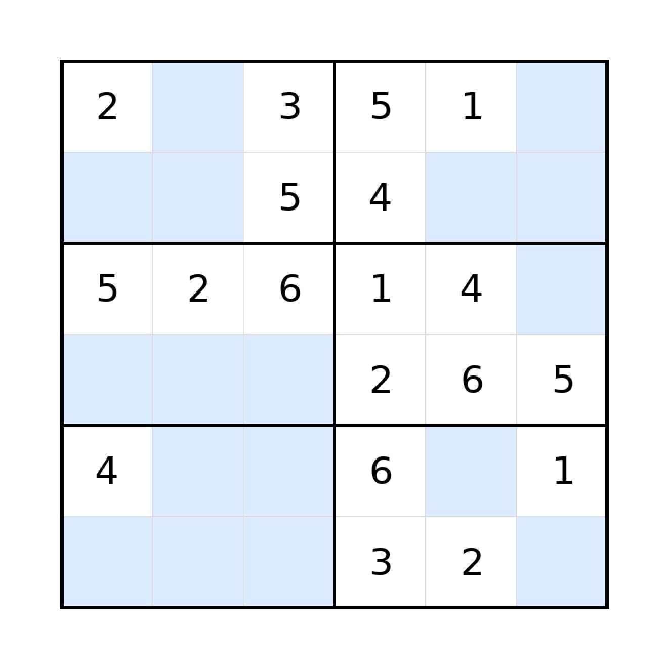 Sudoku-Rätsel Sudoku 6x6 (mittel) für Grundschule aus der Kategorie Sudoku - kostenlos ausdrucken