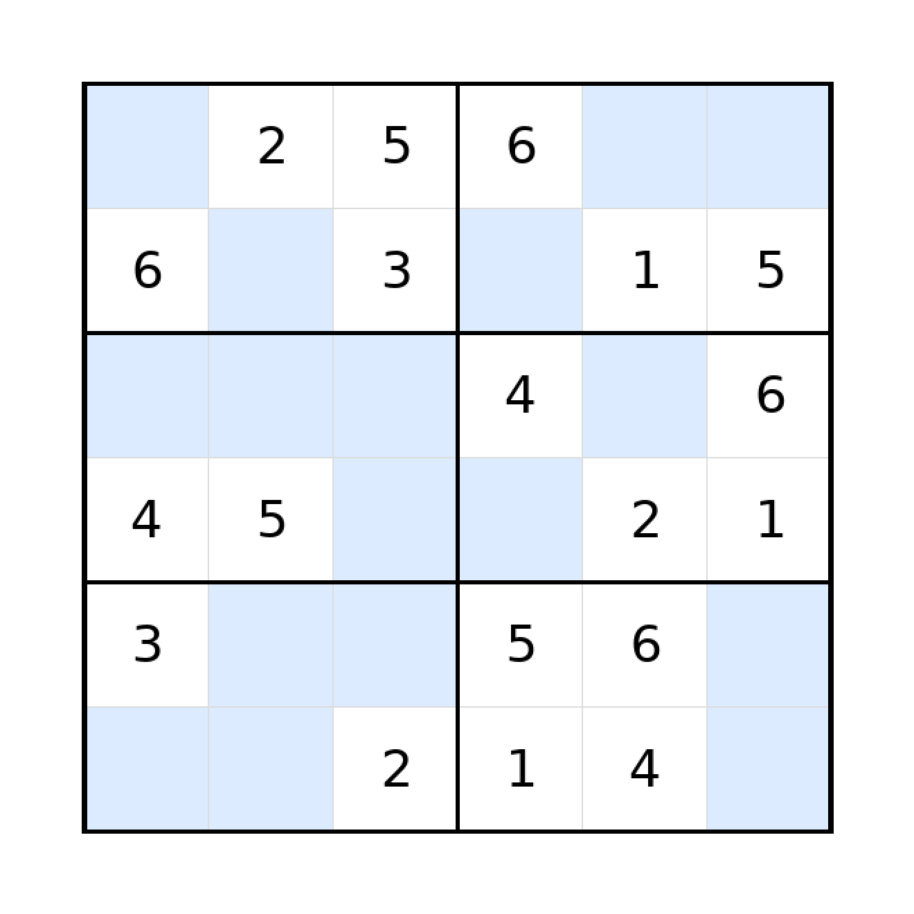 Sudoku-Rätsel Sudoku 6x6 (mittel) für Grundschule aus der Kategorie Sudoku - kostenlos ausdrucken