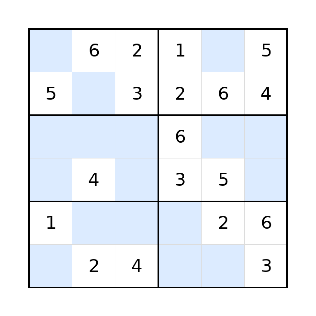 Sudoku-Rätsel Sudoku 6x6 (mittel) für Grundschule aus der Kategorie Sudoku - kostenlos ausdrucken