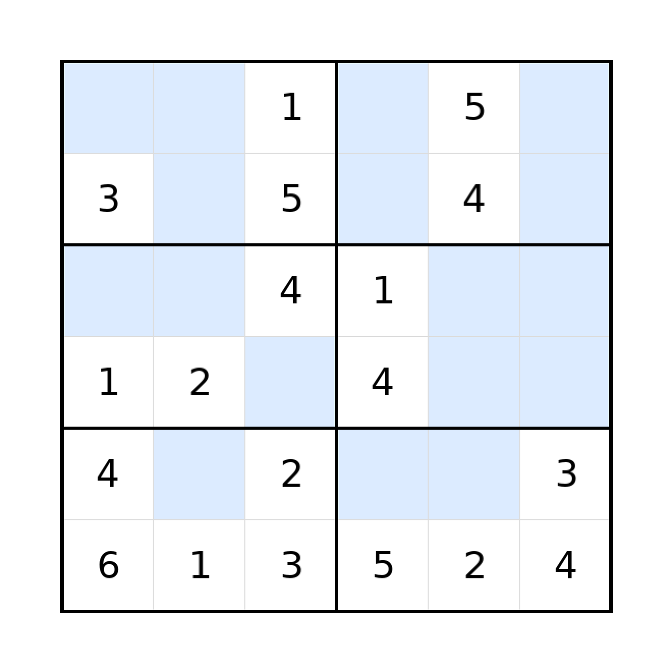 Sudoku-Rätsel Sudoku 6x6 (mittel) für Grundschule aus der Kategorie Sudoku - kostenlos ausdrucken