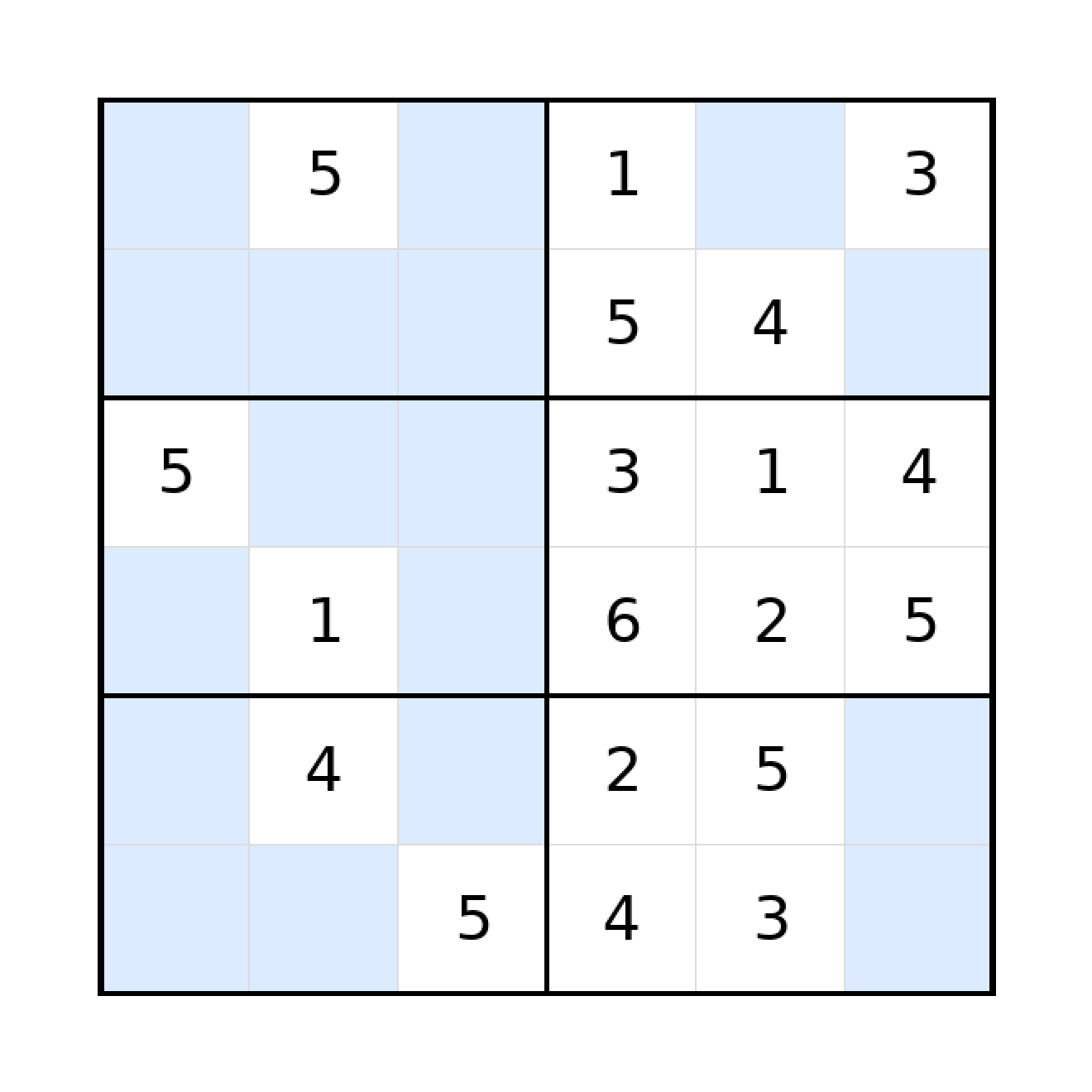 Sudoku-Rätsel Sudoku 6x6 (mittel) für Grundschule aus der Kategorie Sudoku - kostenlos ausdrucken