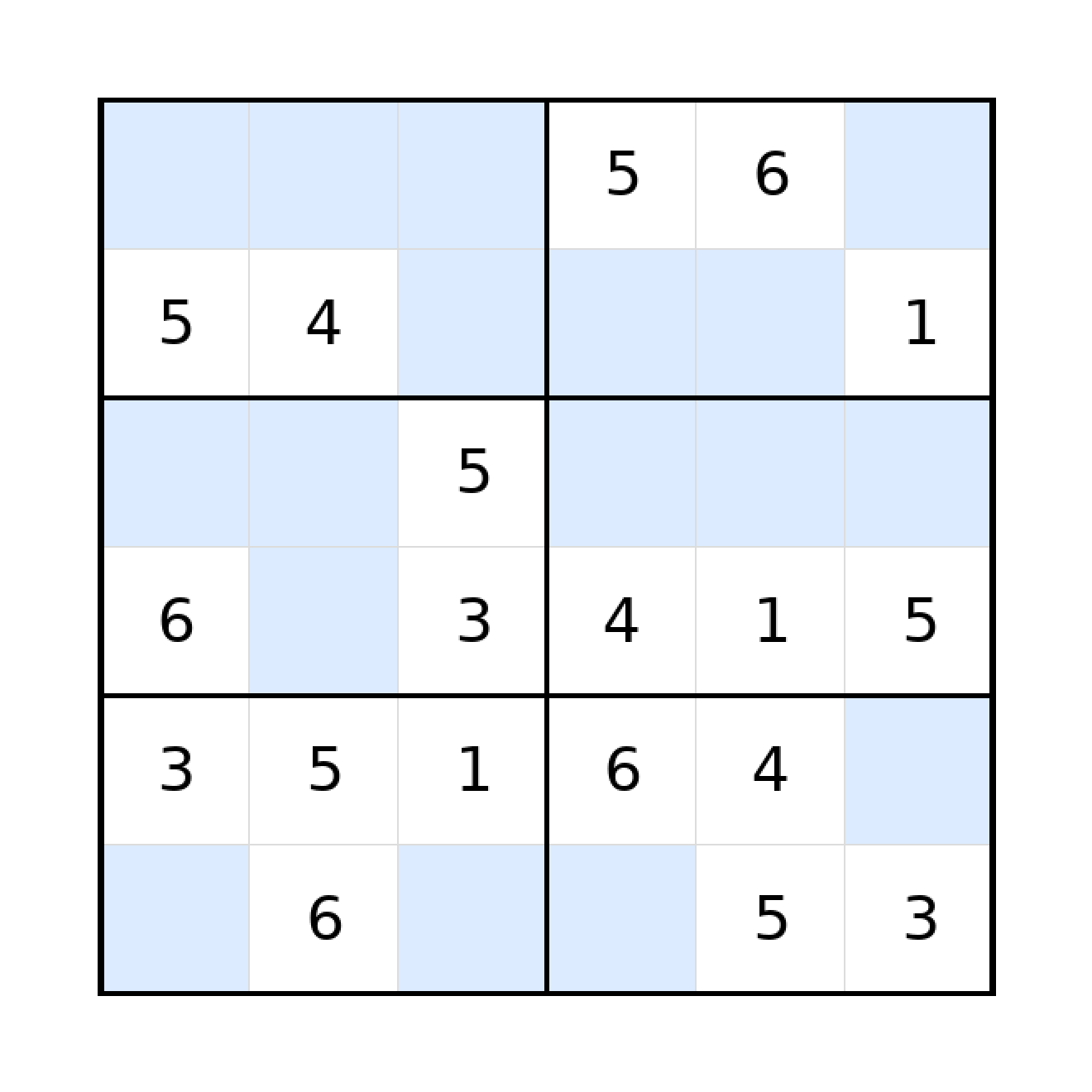 Sudoku-Rätsel Sudoku 6x6 (mittel) für Grundschule aus der Kategorie Sudoku - kostenlos ausdrucken