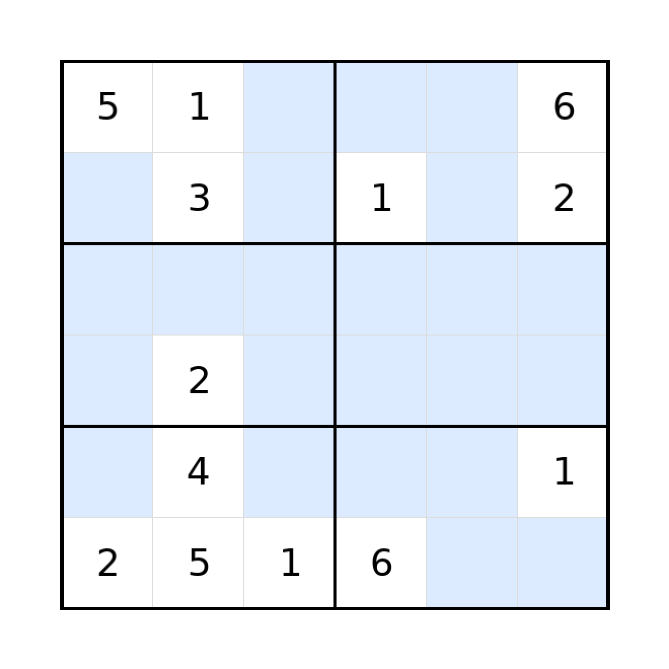 Sudoku-Rätsel Sudoku 6x6 (schwer) für Grundschule aus der Kategorie Sudoku - kostenlos ausdrucken