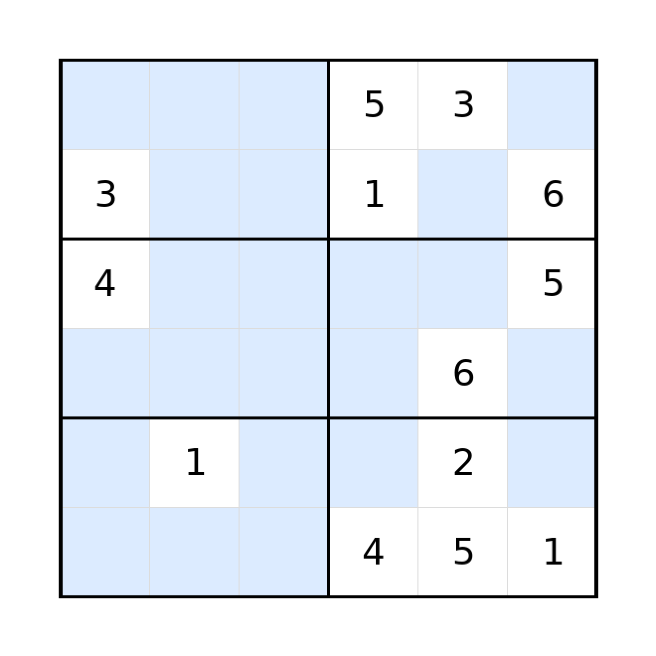 Sudoku-Rätsel Sudoku 6x6 (schwer) für Grundschule aus der Kategorie Sudoku - kostenlos ausdrucken