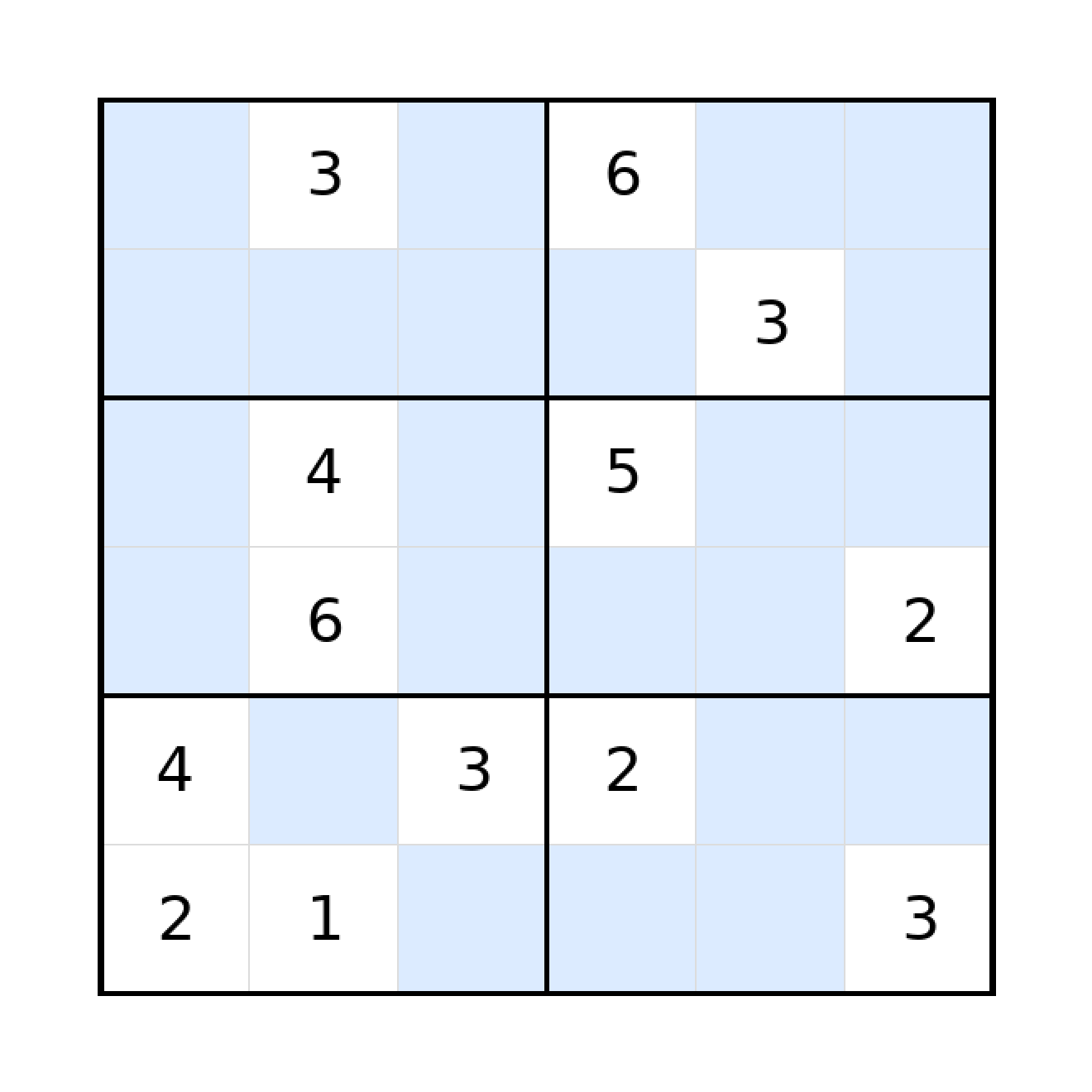 Sudoku-Rätsel Sudoku 6x6 (schwer) für Grundschule aus der Kategorie Sudoku - kostenlos ausdrucken