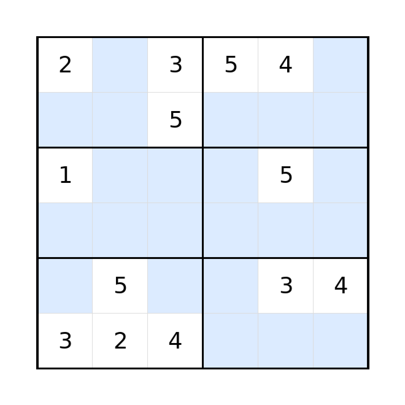 Sudoku-Rätsel Sudoku 6x6 (schwer) für Grundschule aus der Kategorie Sudoku - kostenlos ausdrucken