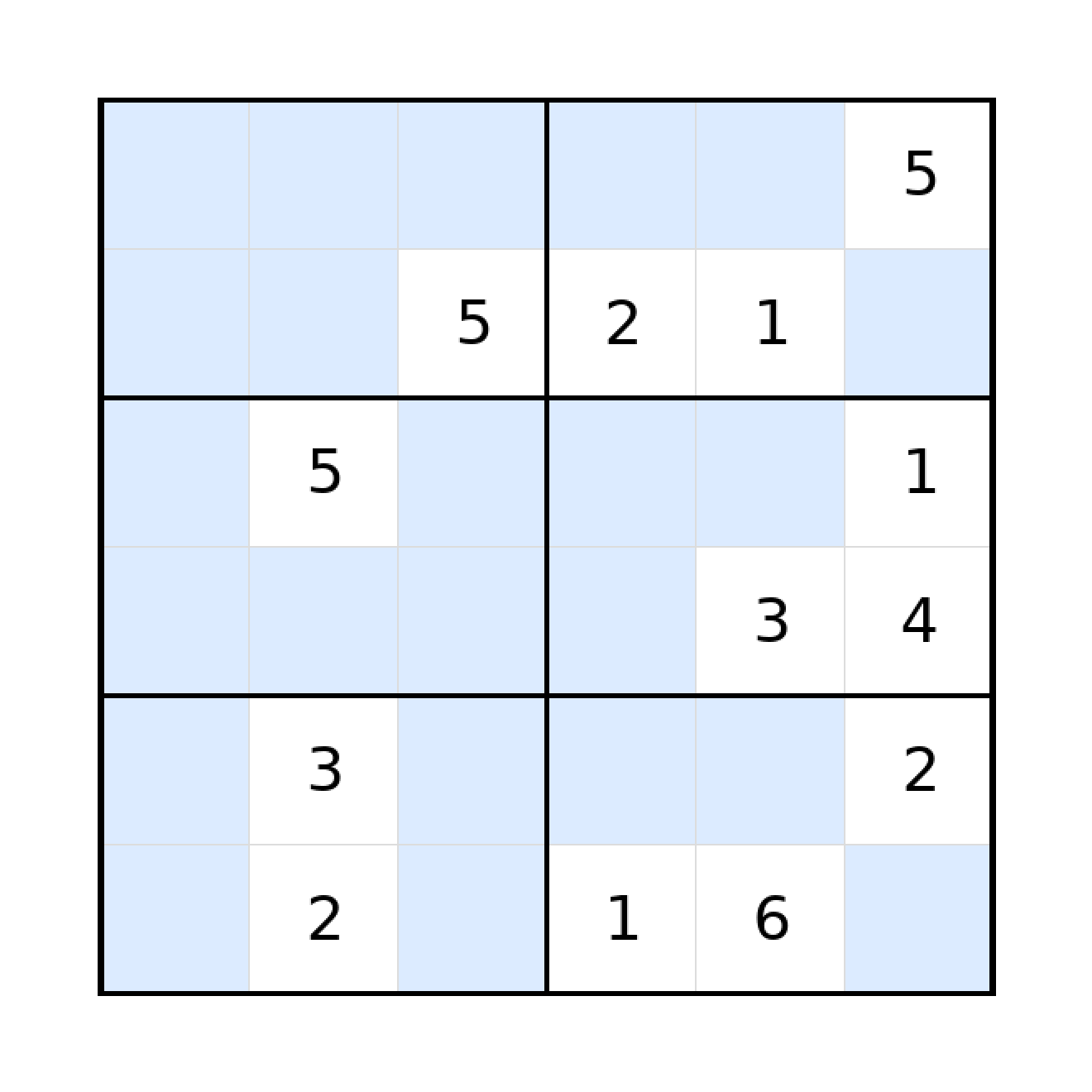 Sudoku-Rätsel Sudoku 6x6 (schwer) für Grundschule aus der Kategorie Sudoku - kostenlos ausdrucken