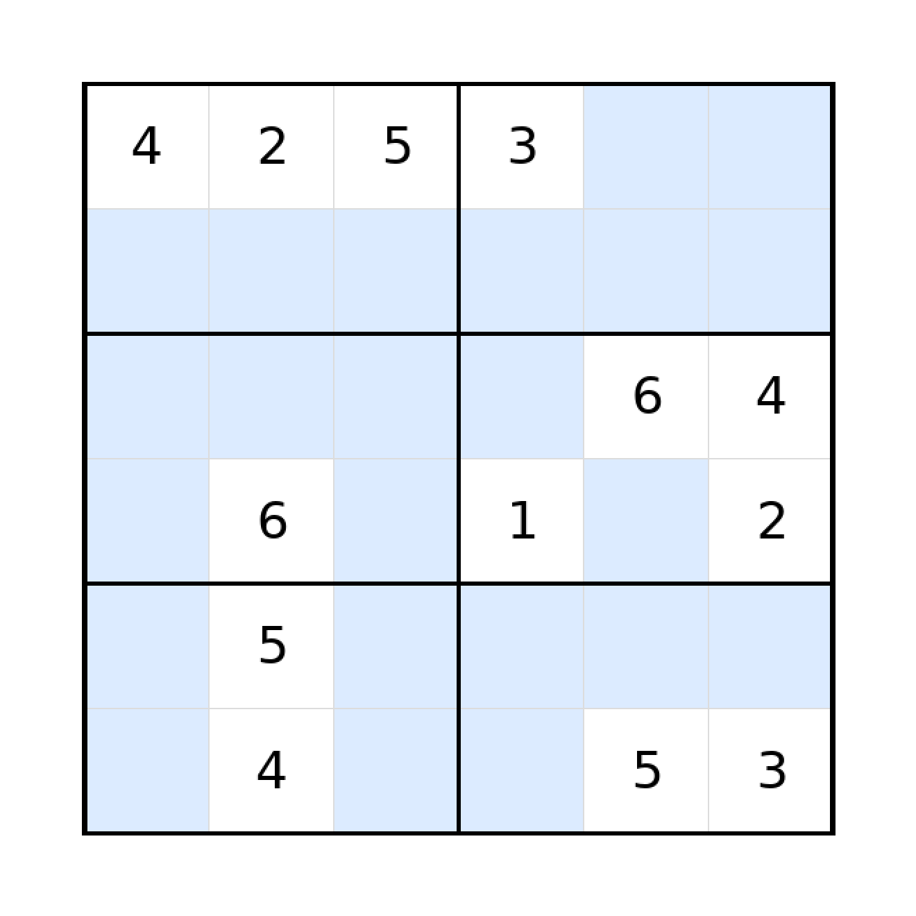 Sudoku-Rätsel Sudoku 6x6 (schwer) für Grundschule aus der Kategorie Sudoku - kostenlos ausdrucken