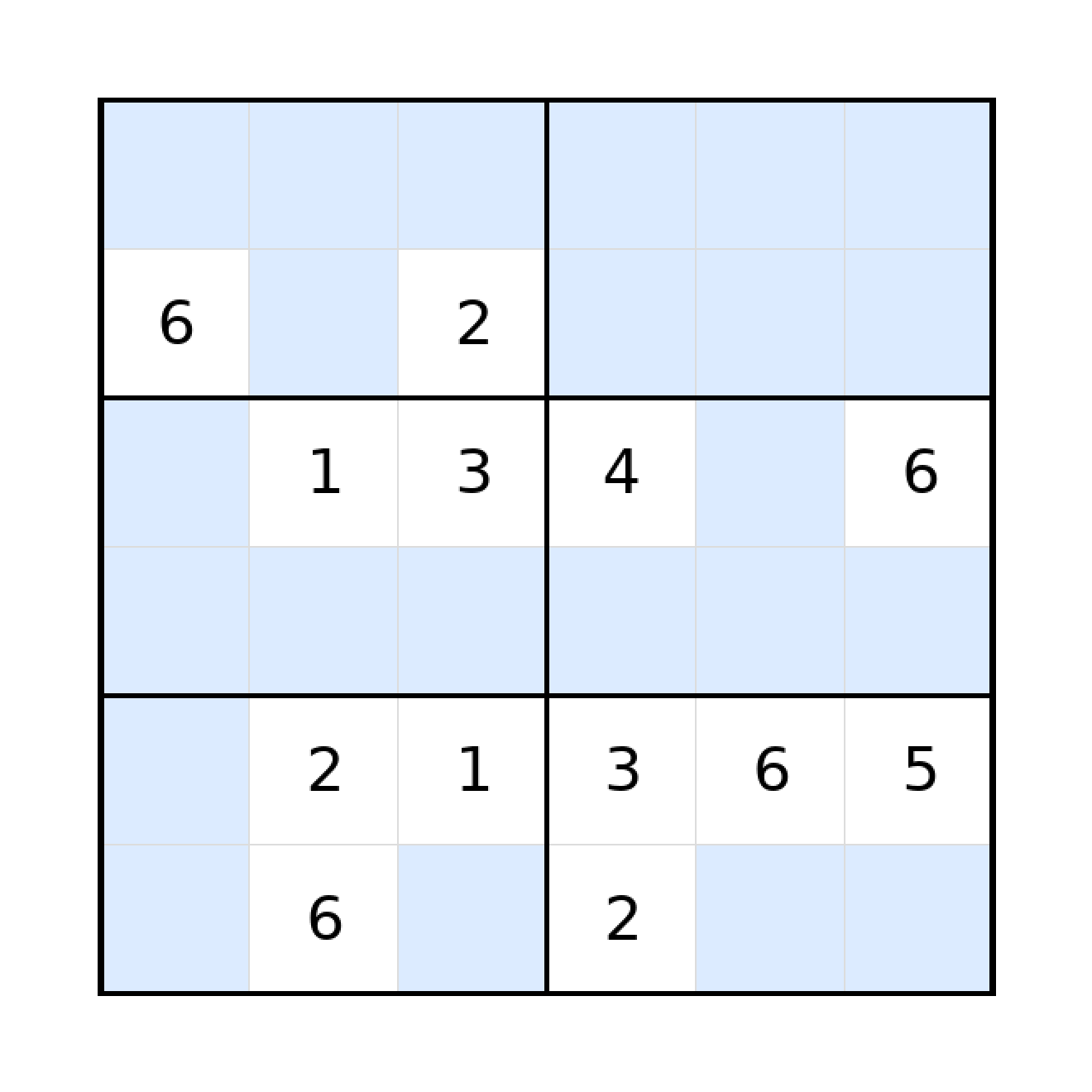 Sudoku-Rätsel Sudoku 6x6 (schwer) für Grundschule aus der Kategorie Sudoku - kostenlos ausdrucken
