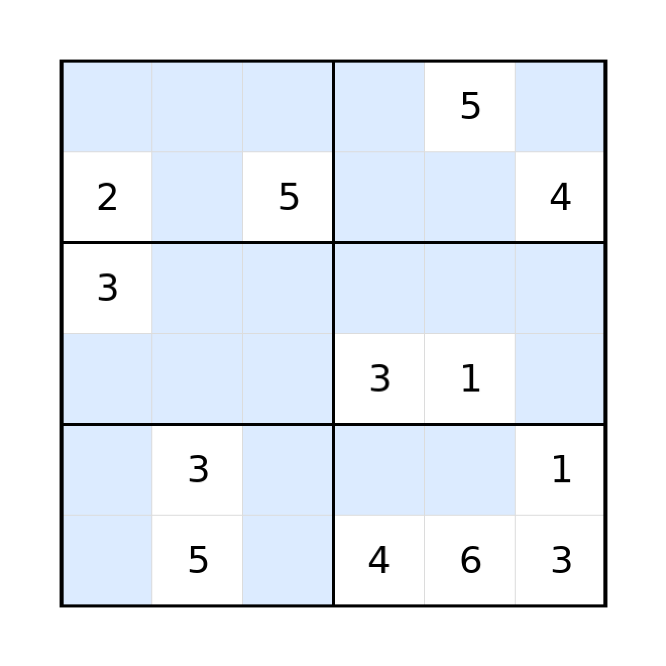Sudoku-Rätsel Sudoku 6x6 (schwer) für Grundschule aus der Kategorie Sudoku - kostenlos ausdrucken