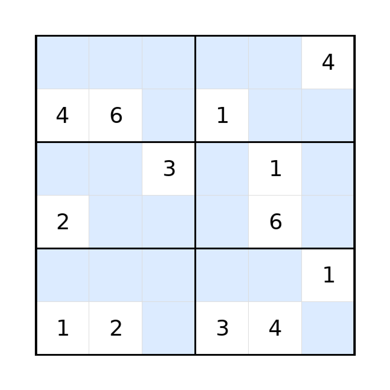 Sudoku-Rätsel Sudoku 6x6 (schwer) für Grundschule aus der Kategorie Sudoku - kostenlos ausdrucken