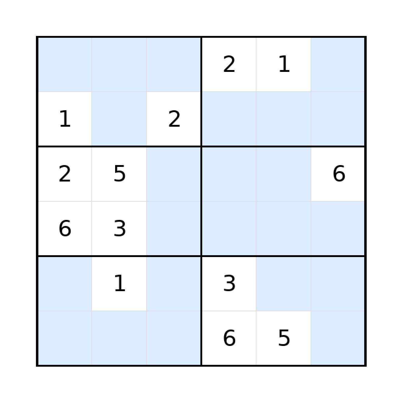 Sudoku-Rätsel Sudoku 6x6 (schwer) für Grundschule aus der Kategorie Sudoku - kostenlos ausdrucken