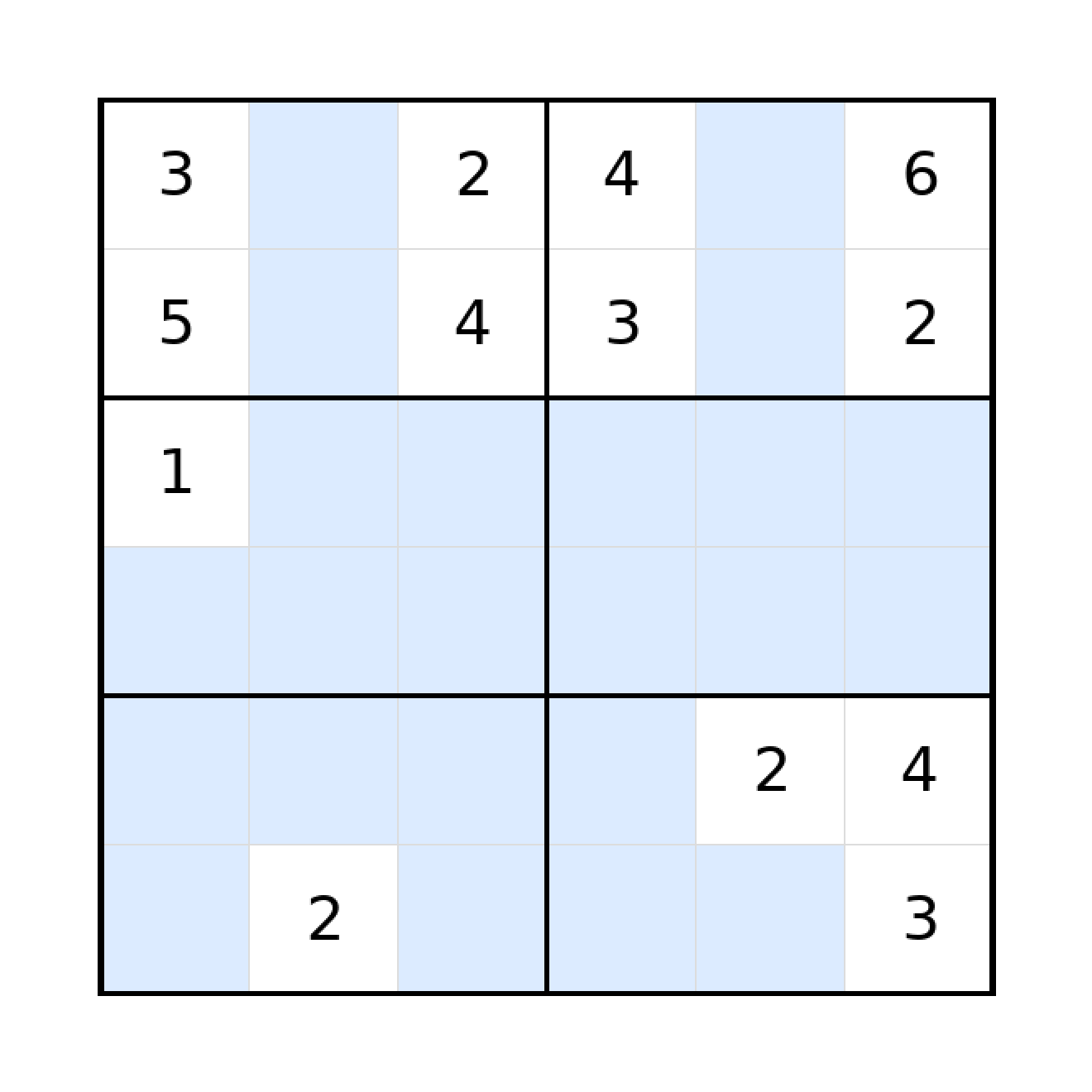 Sudoku-Rätsel Sudoku 6x6 (schwer) für Grundschule aus der Kategorie Sudoku - kostenlos ausdrucken