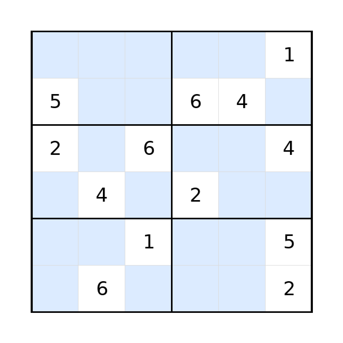 Sudoku-Rätsel Sudoku 6x6 (schwer) für Grundschule aus der Kategorie Sudoku - kostenlos ausdrucken
