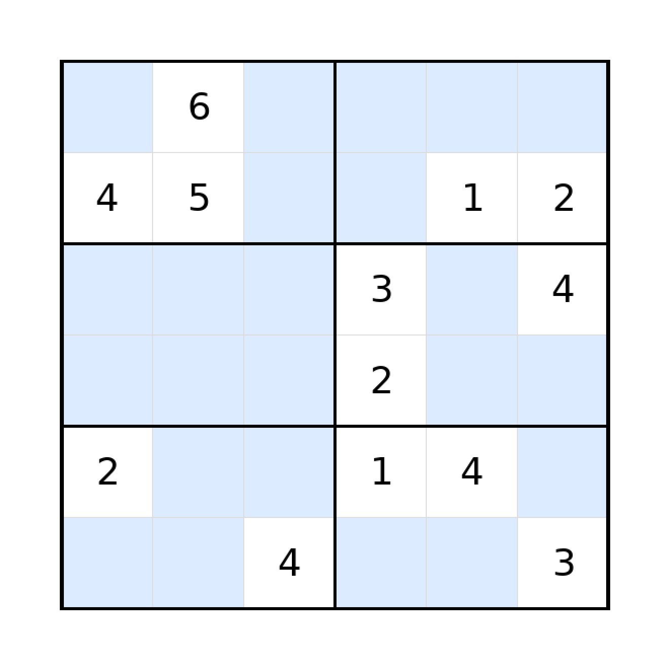 Sudoku-Rätsel Sudoku 6x6 (schwer) für Grundschule aus der Kategorie Sudoku - kostenlos ausdrucken
