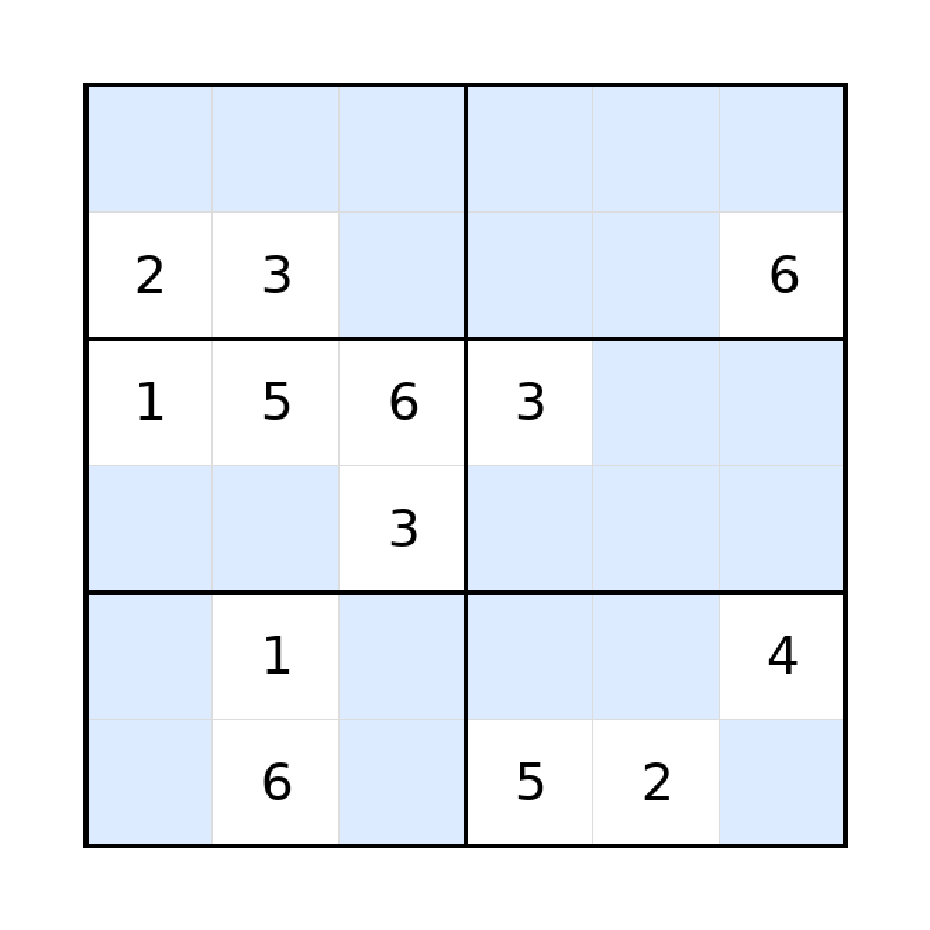 Sudoku-Rätsel Sudoku 6x6 (schwer) für Grundschule aus der Kategorie Sudoku - kostenlos ausdrucken
