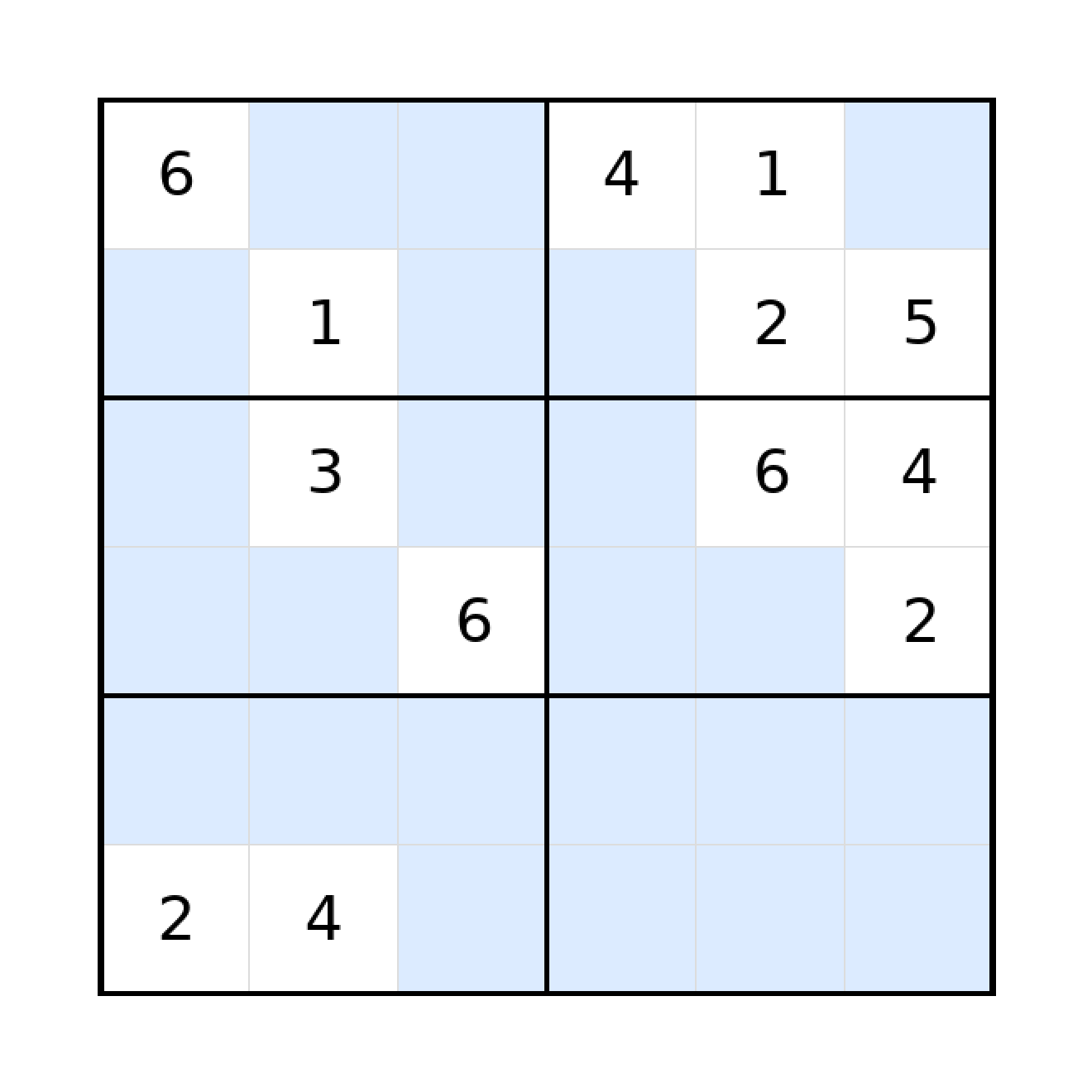 Sudoku-Rätsel Sudoku 6x6 (schwer) für Grundschule aus der Kategorie Sudoku - kostenlos ausdrucken